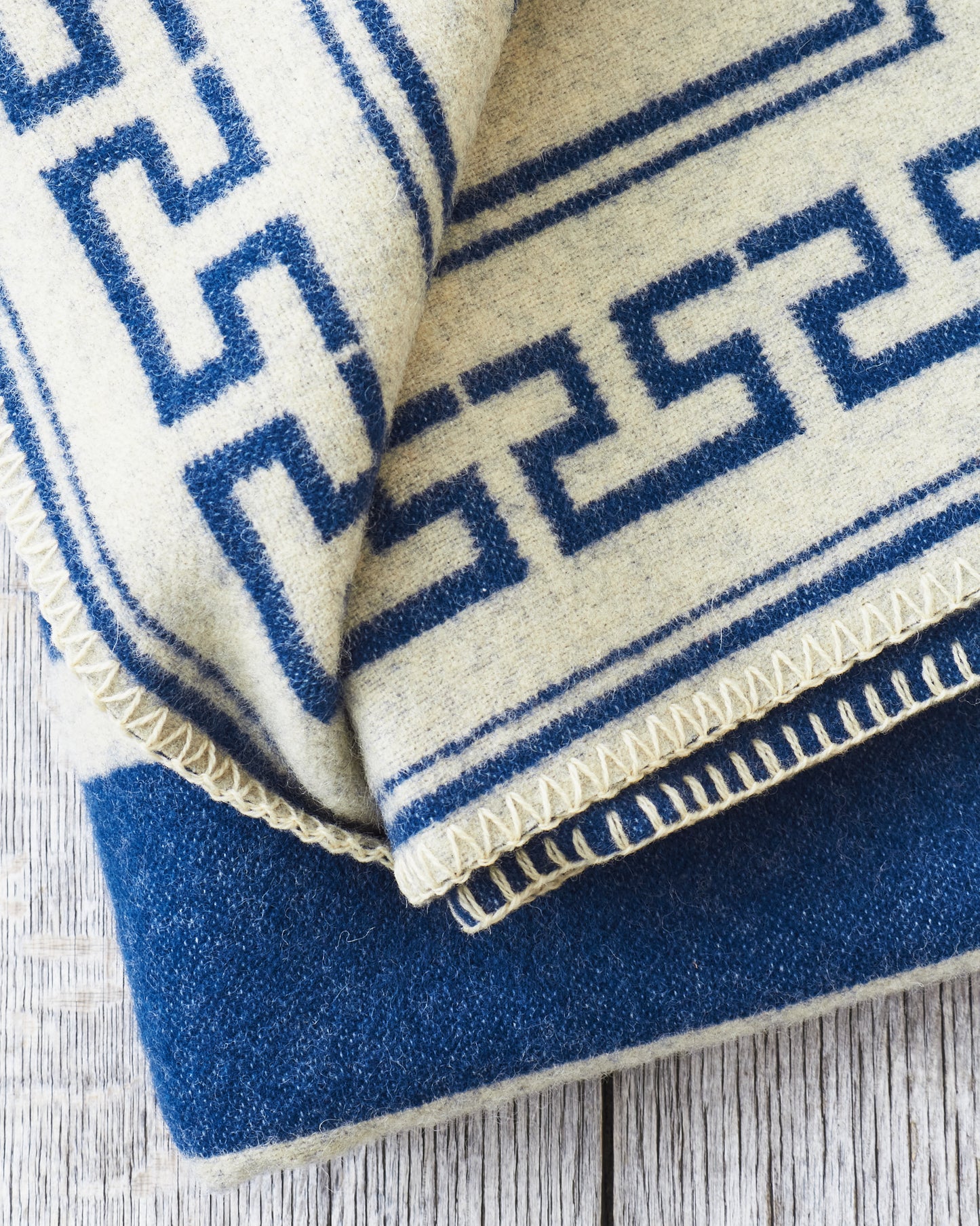 Indigofera Logo Wool Blanket Blue