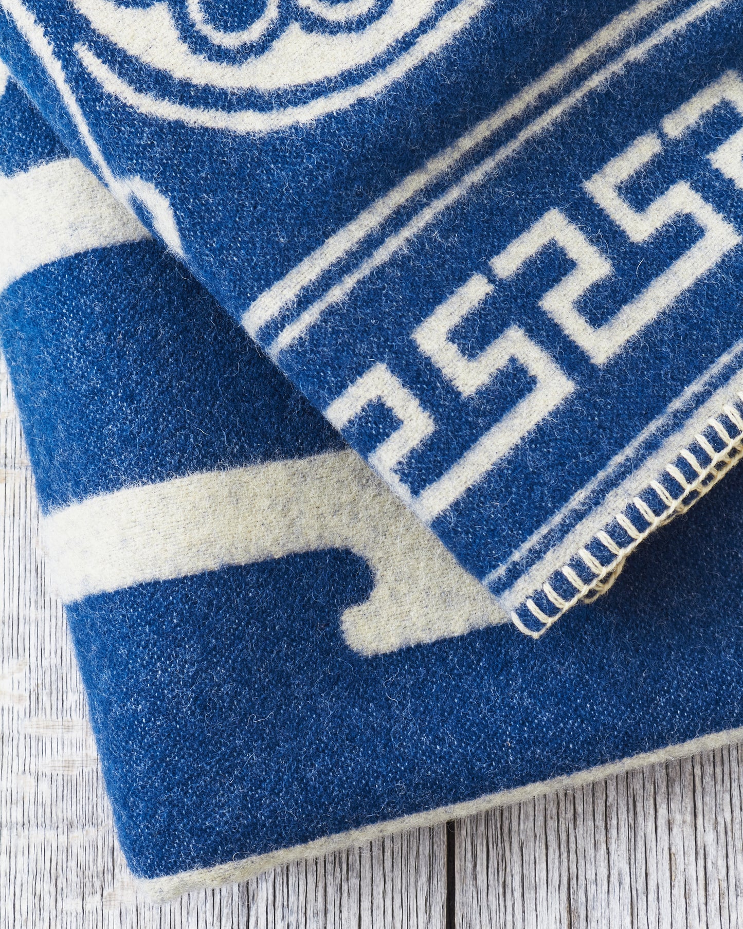 Indigofera Logo Wool Blanket Blue