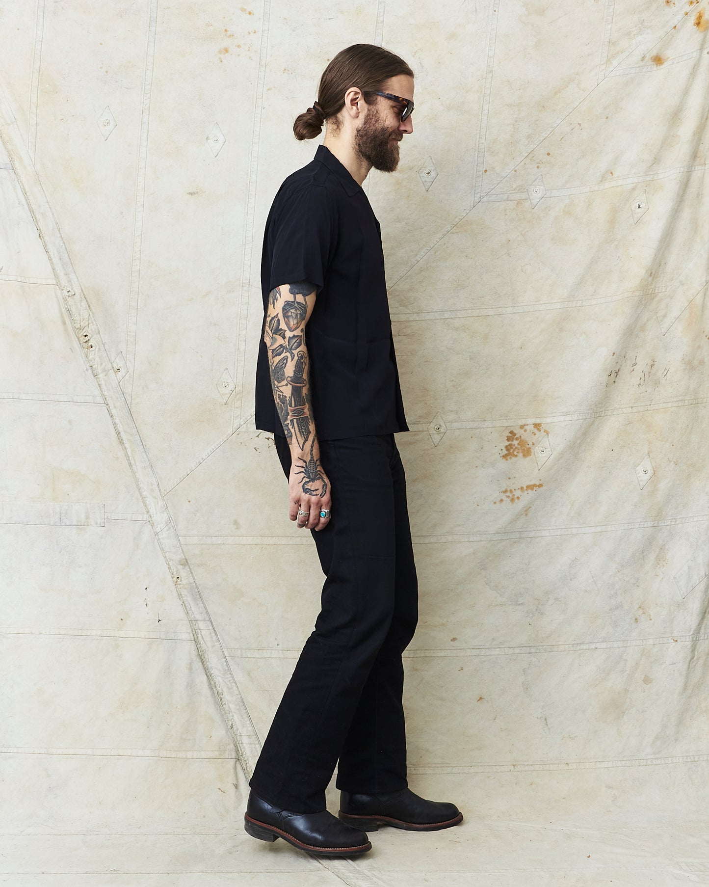 Style Eyes SE39455 Short Sleeve Rayon Bowling Shirt Black