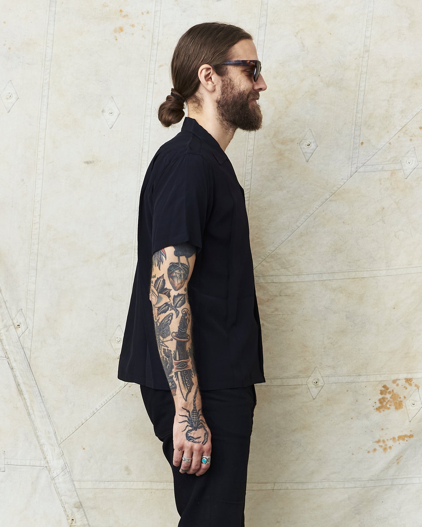 Style Eyes SE39455 Short Sleeve Rayon Bowling Shirt Black