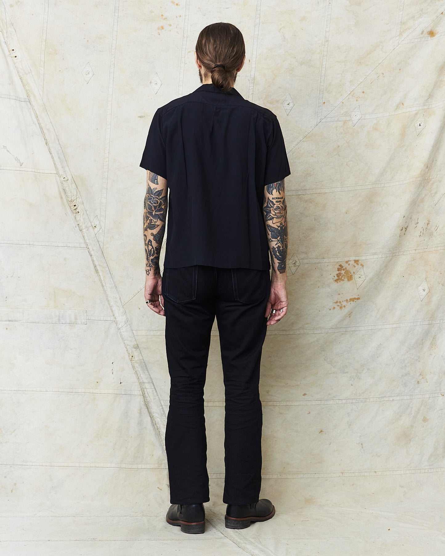 Style Eyes SE39455 Short Sleeve Rayon Bowling Shirt Black