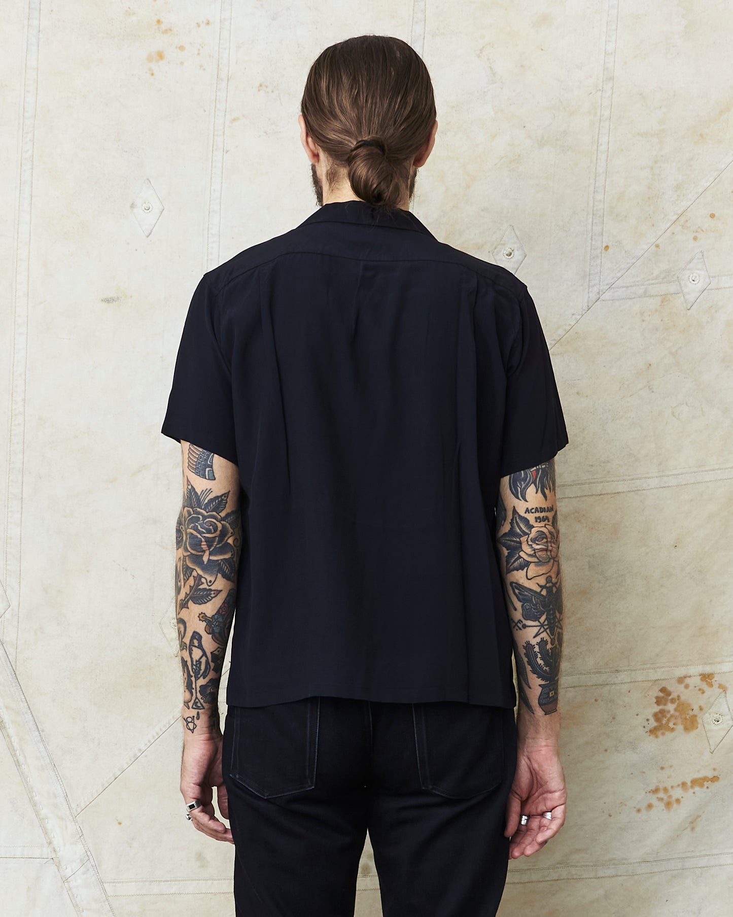 Style Eyes SE39455 Short Sleeve Rayon Bowling Shirt Black