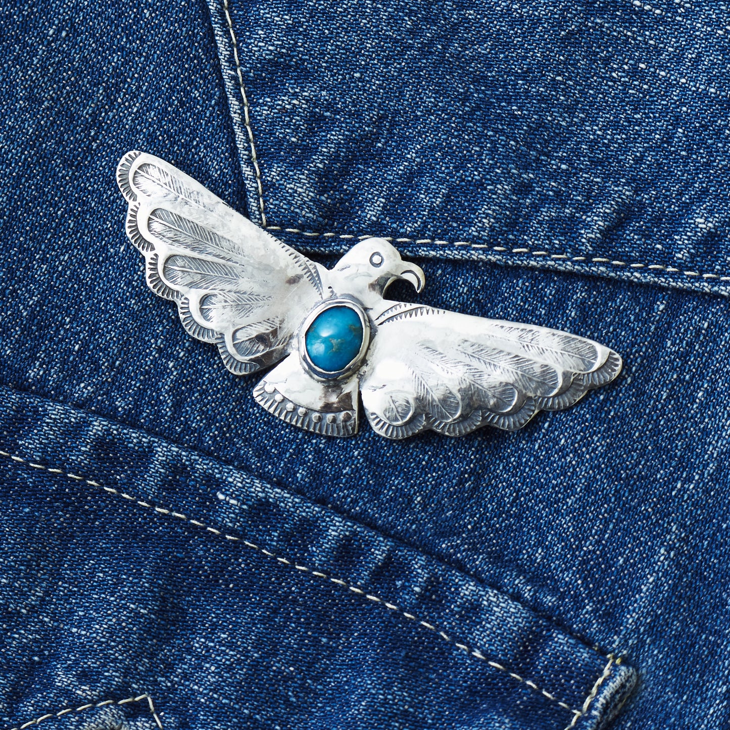 Larry Smith Open Wing Thunderbird Turquoise Pin OT-P0084