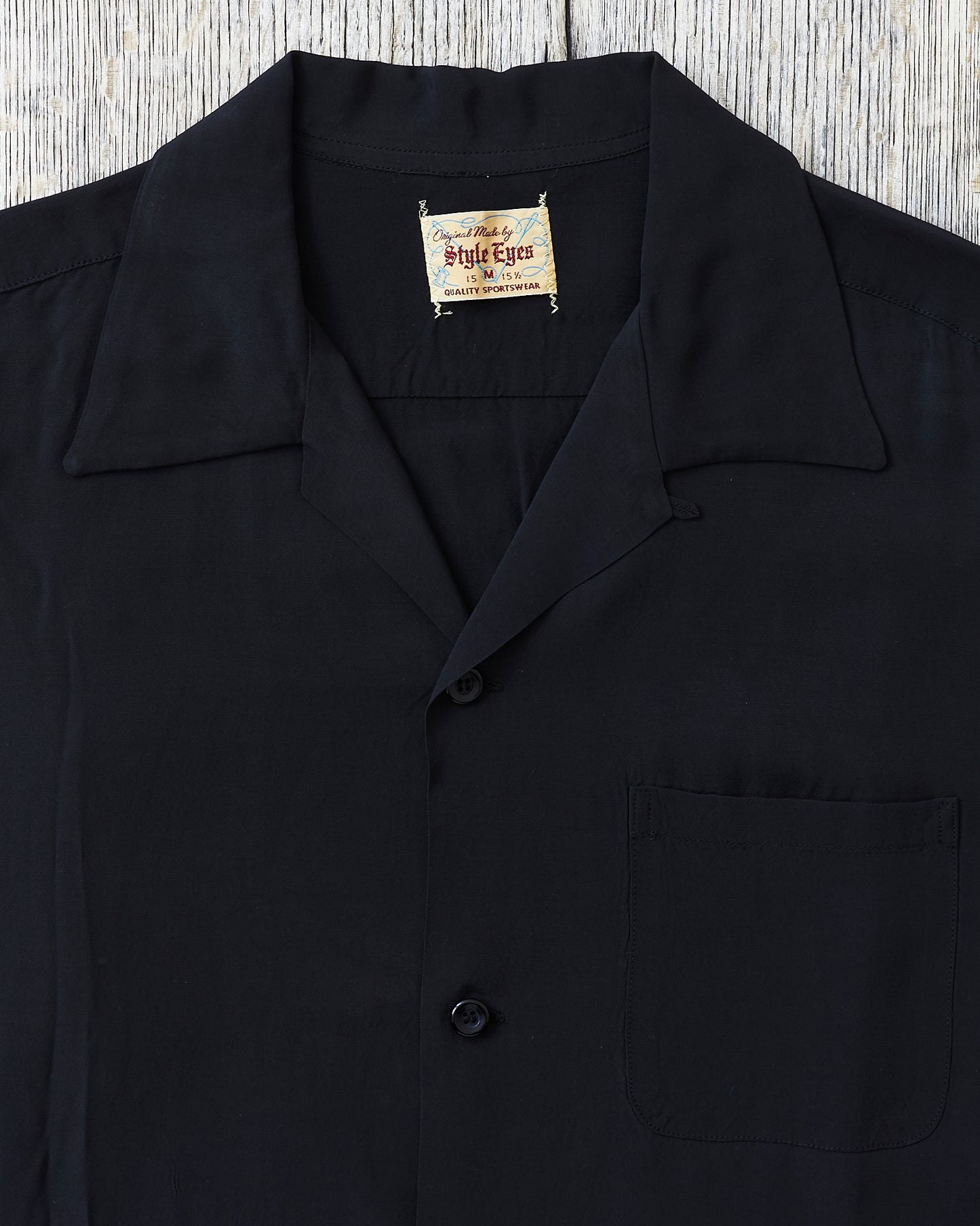 Style Eyes SE39455 Short Sleeve Rayon Bowling Shirt Black