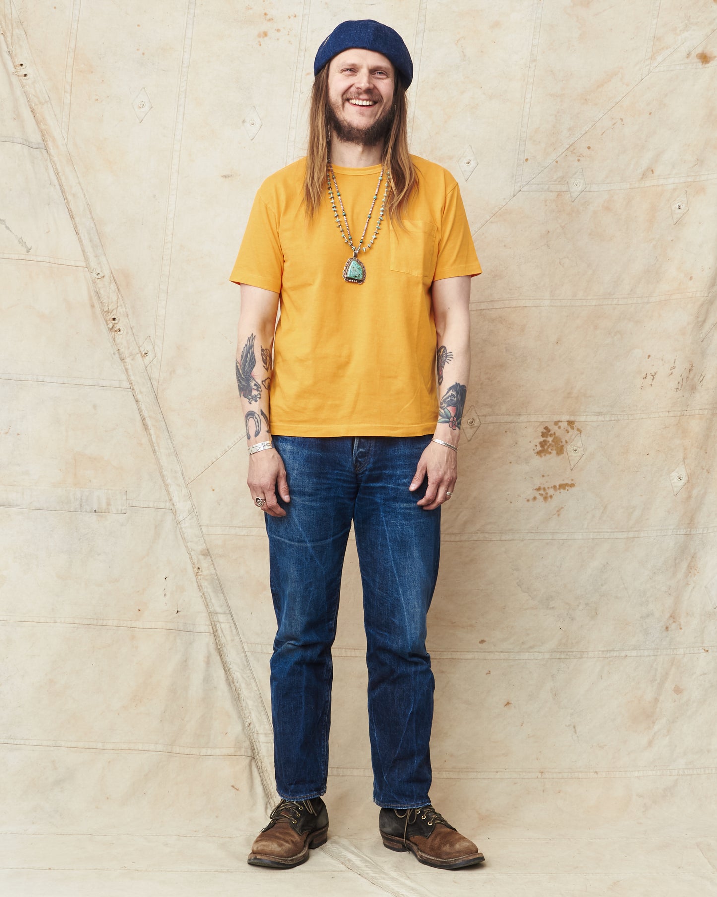 Whitesville Lot No. WV79531 Pigment Dye Pocket T-Shirt Yellow