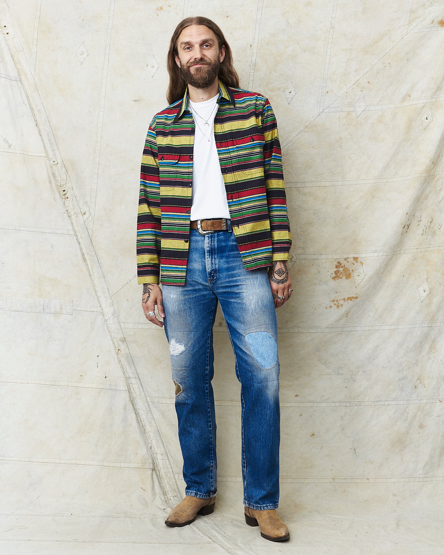 Sugar Cane & Co Long Sleeve Border Work Shirt SC29247