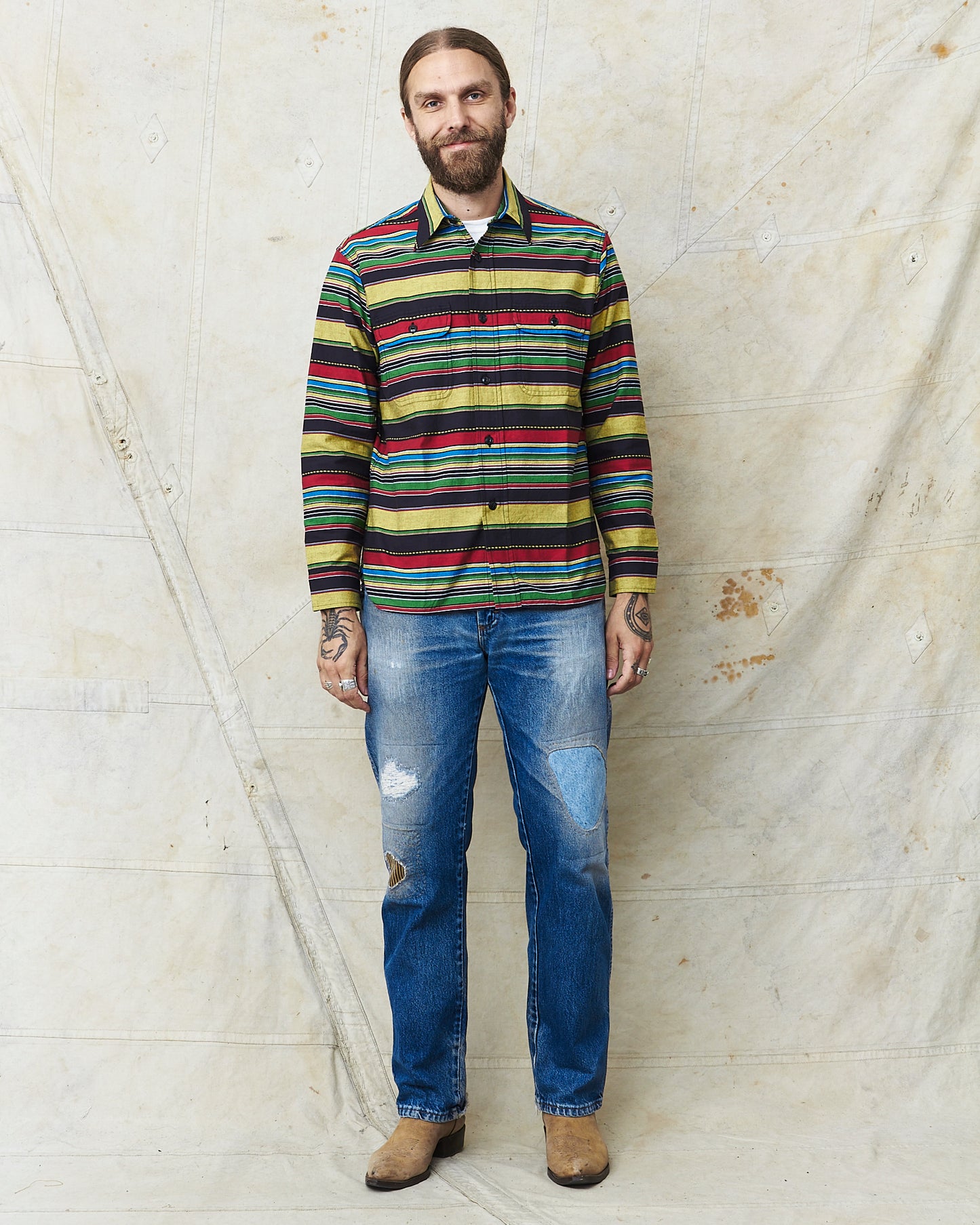 Sugar Cane & Co Long Sleeve Border Work Shirt SC29247
