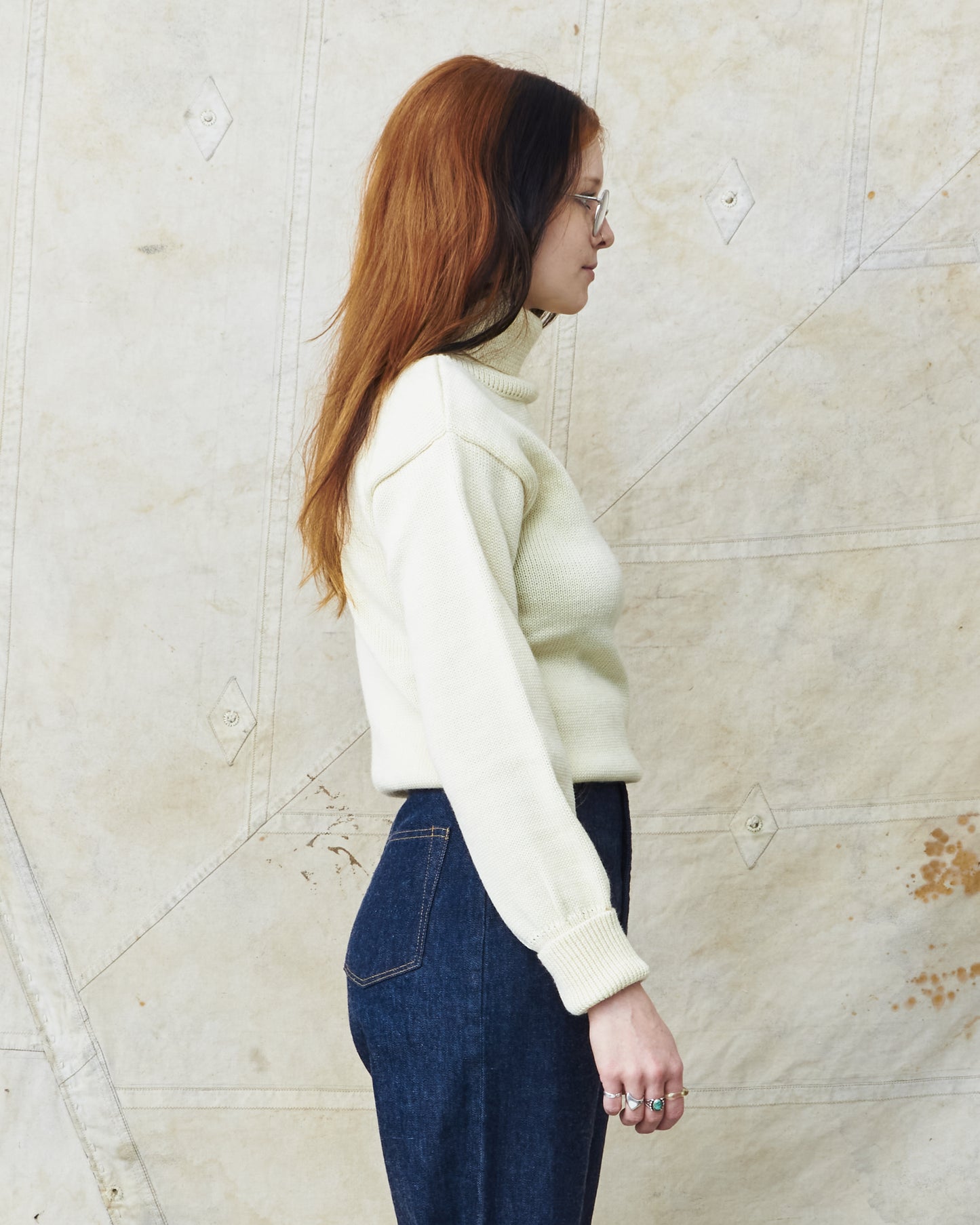 North Sea Clothing The Submariner Roll Neck Wool Sweater Ecru
