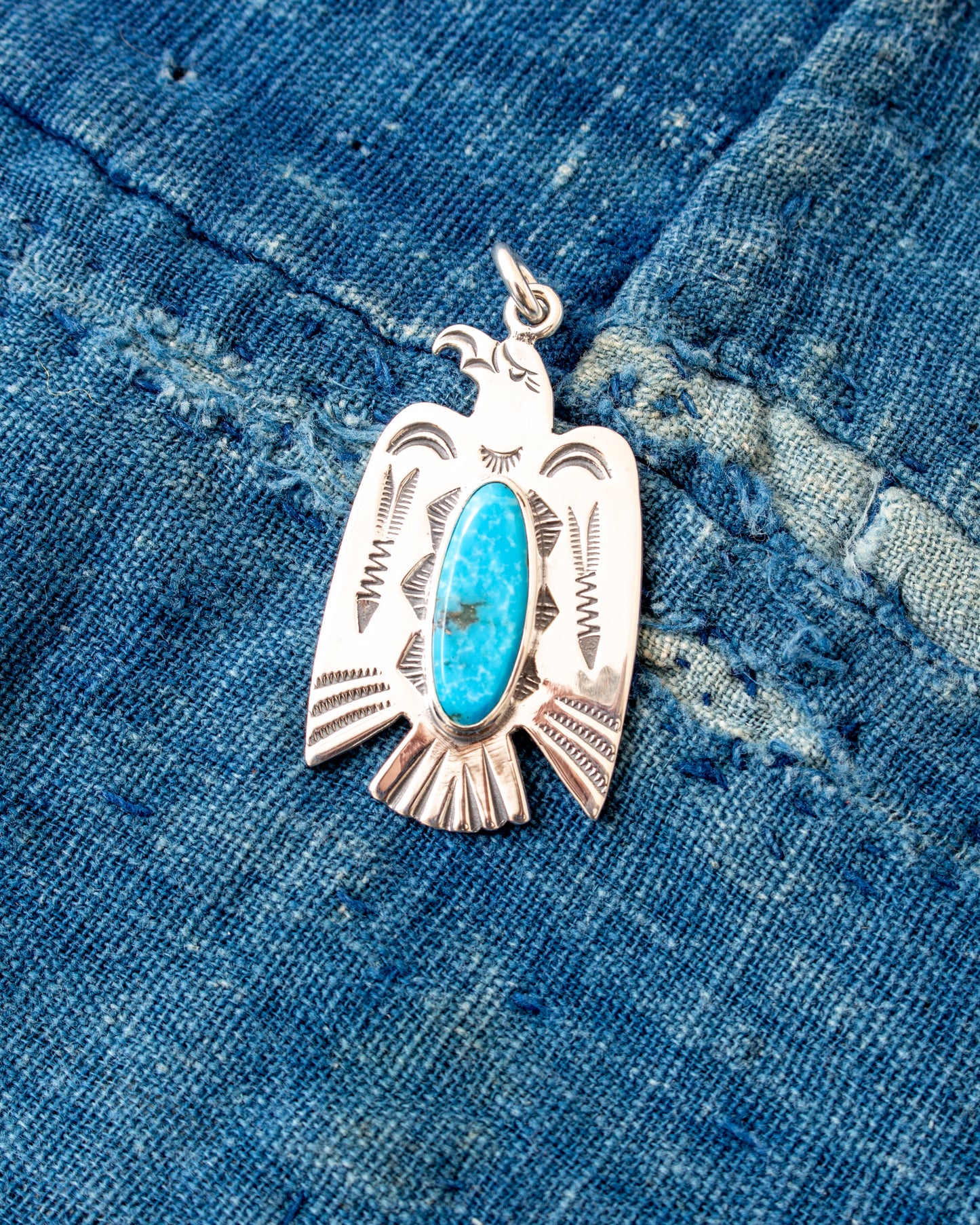 Larry Smith NL-0126 Classic Eagle Turquoise Silver Pendent Top