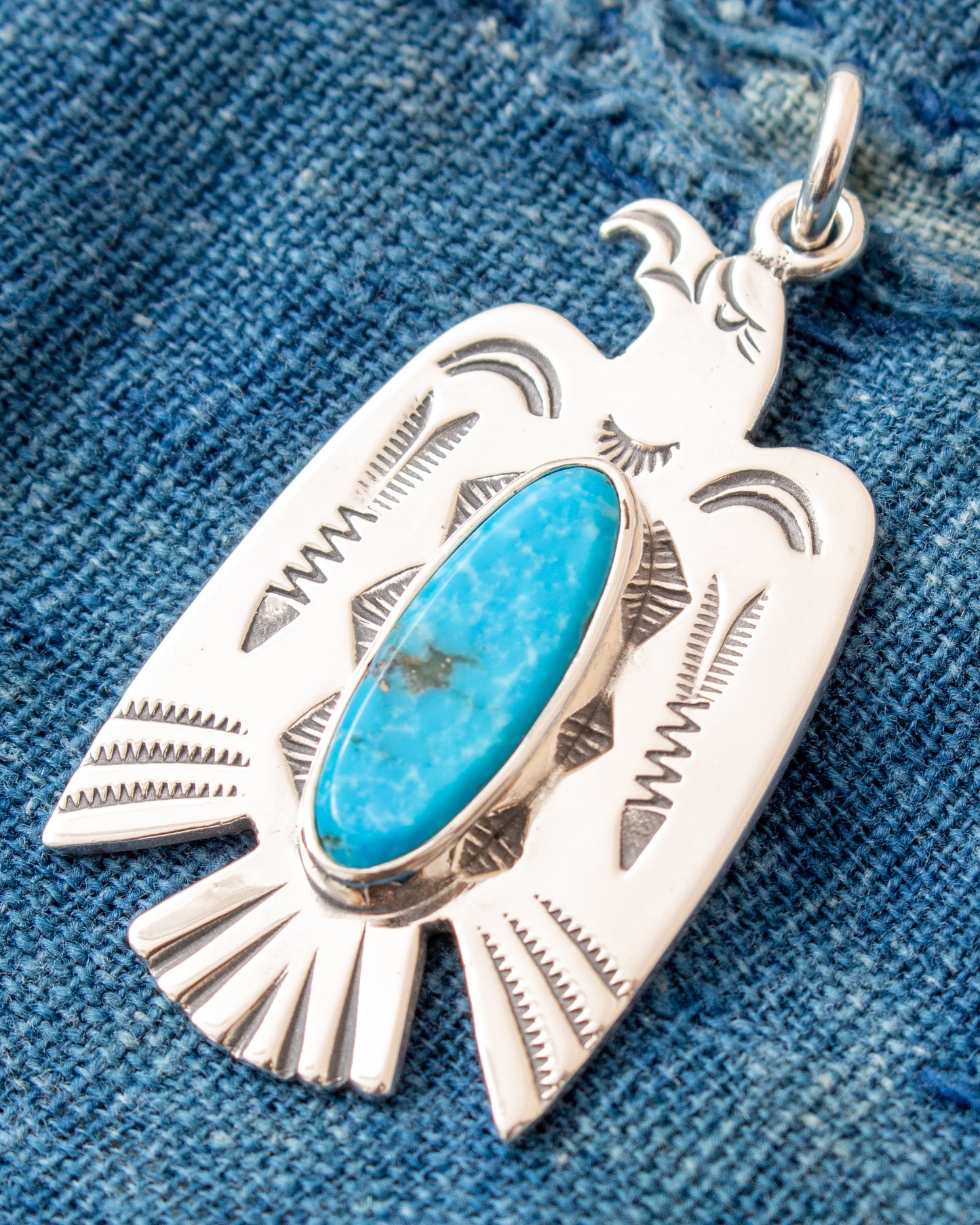 Larry Smith NL-0126 Classic Eagle Turquoise Silver Pendent Top