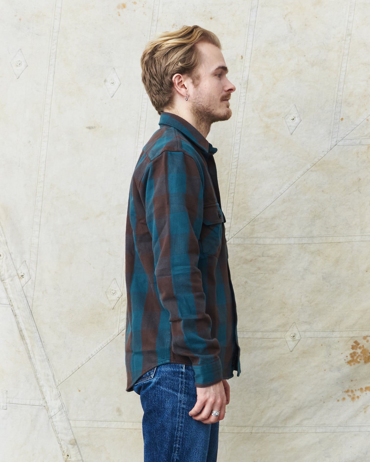 Indigofera Norris Flannel Shirt Petrol / Brown