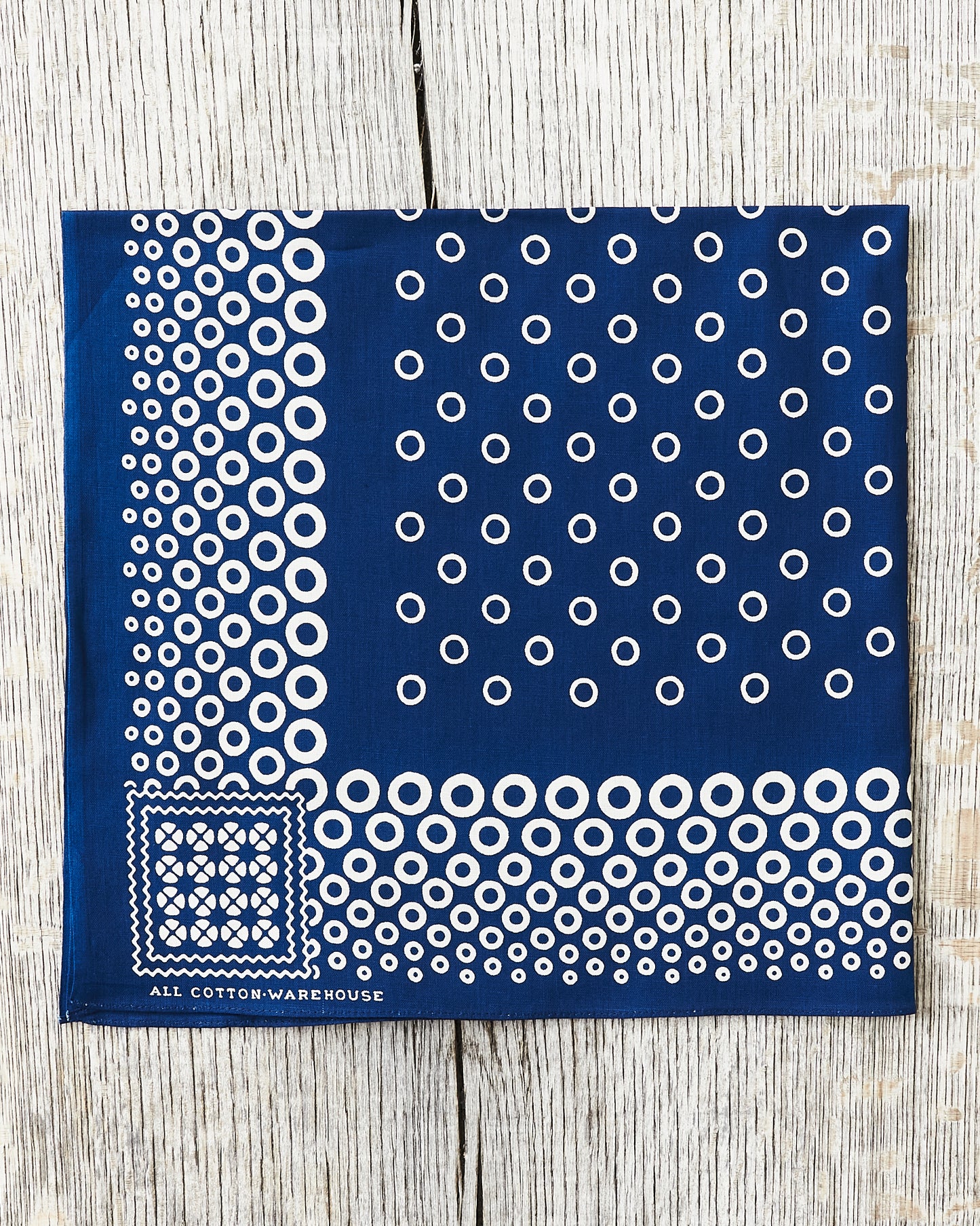 Warehouse & Co Lot 5227 Selvedge Indigo Bandana Circle Pattern