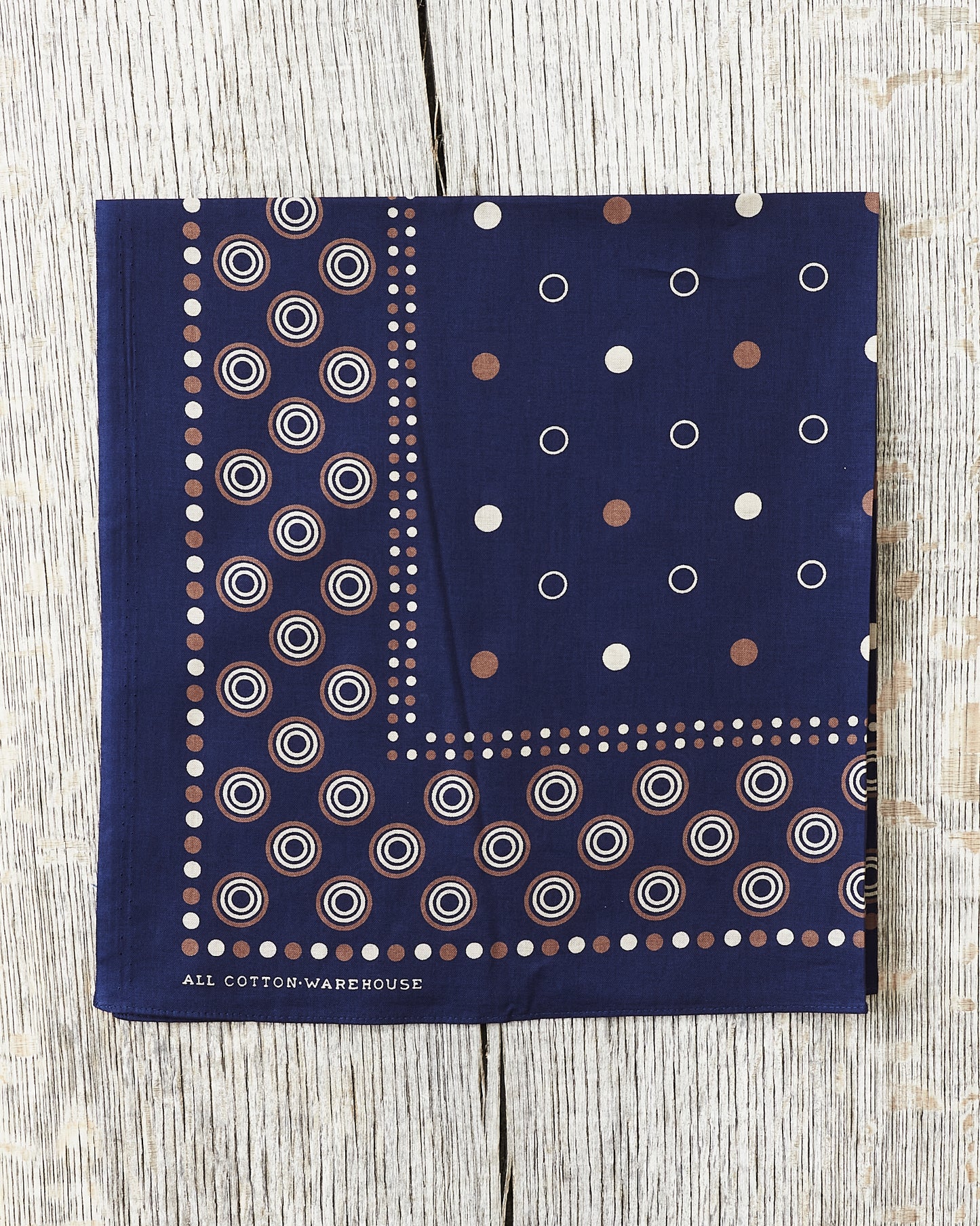 Warehouse & Co Lot 5228 Selvedge Bandana Double Circle Pattern Navy