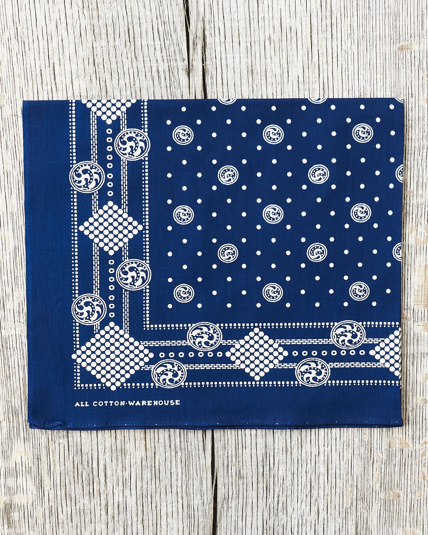 Warehouse & Co Lot 5227 Selvedge Indigo Bandana Geometric Pattern
