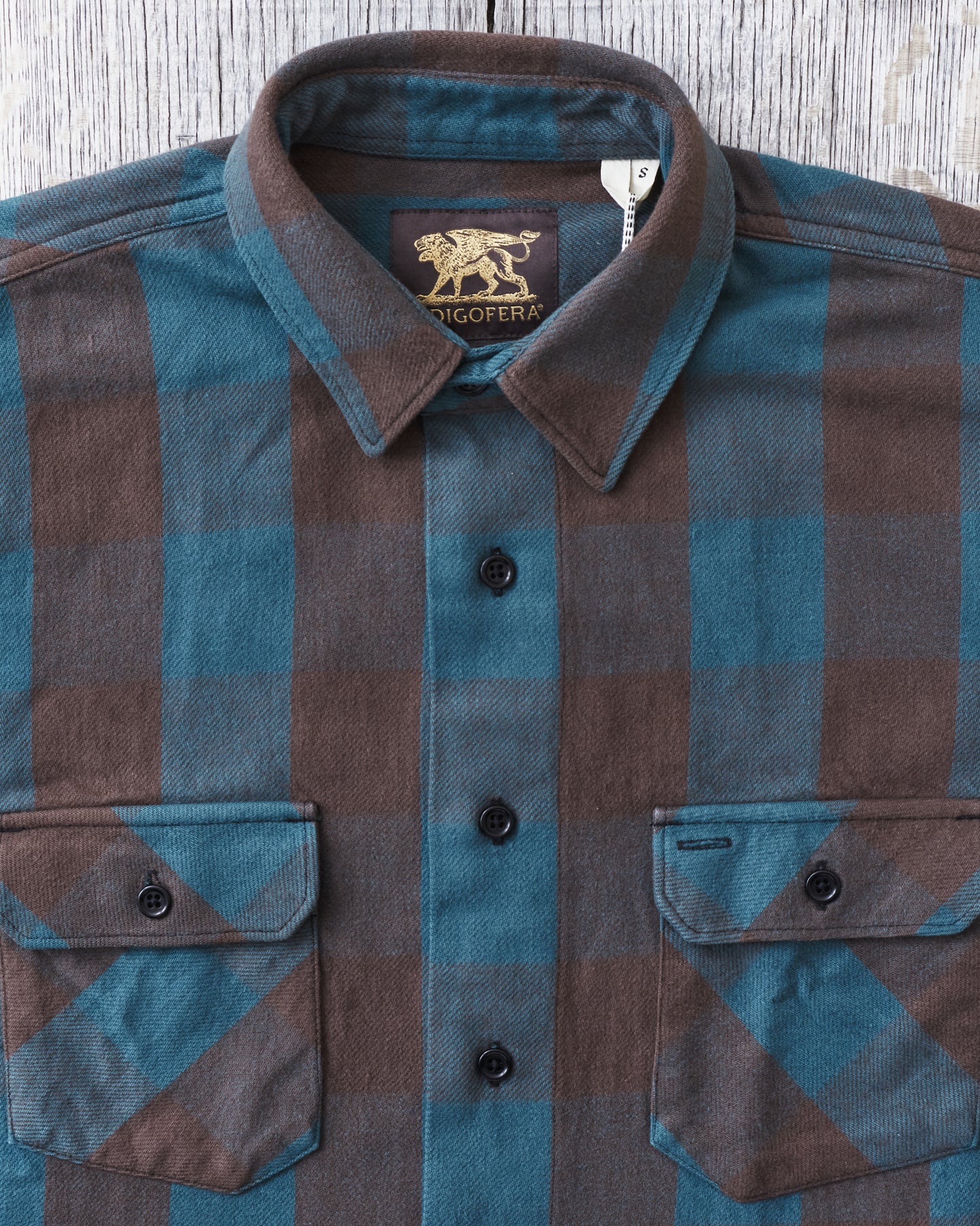 Indigofera Norris Flannel Shirt Petrol / Brown