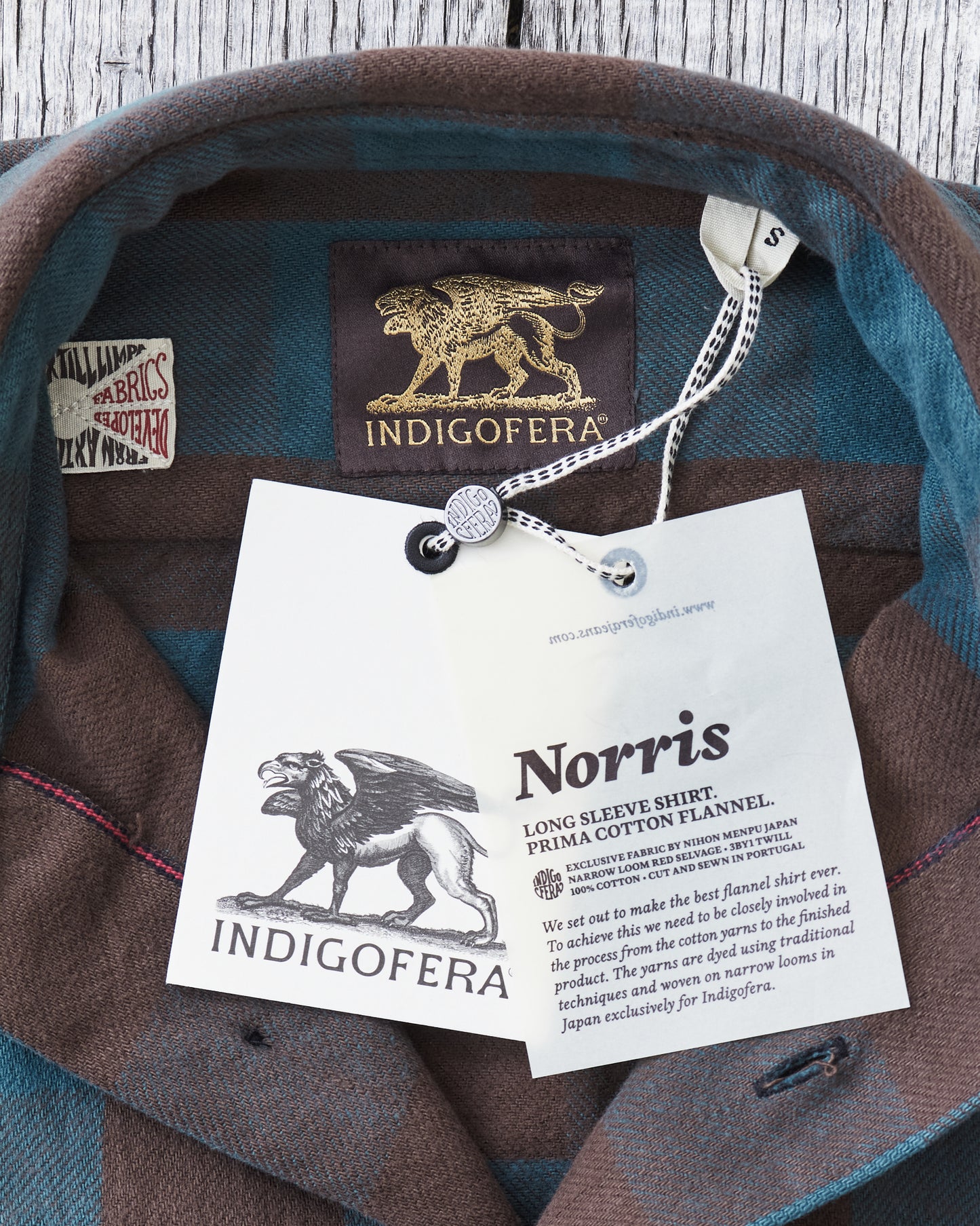 Indigofera Norris Flannel Shirt Petrol / Brown