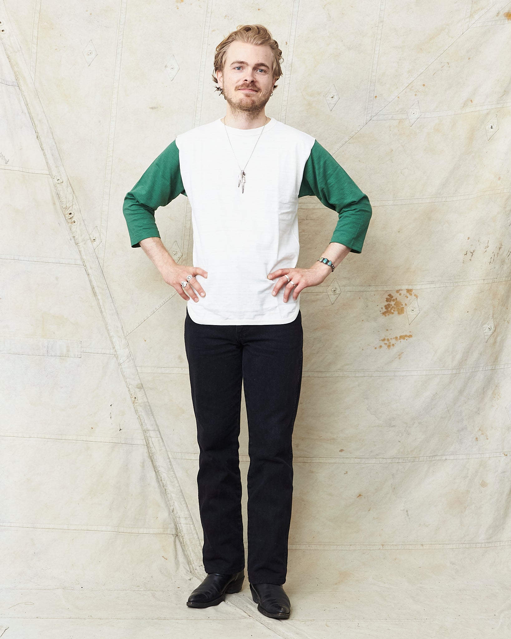 Warehouse & Co Lot 4800 Three-Quarter Sleeve Baseball Shirt Cream