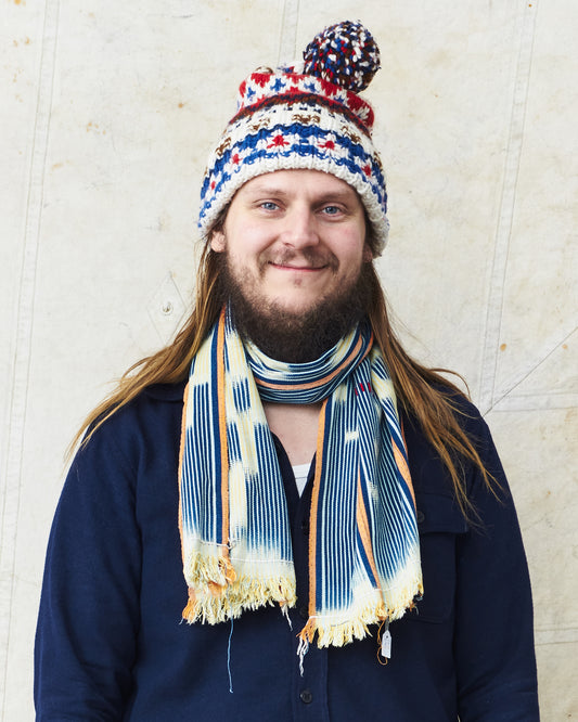 African Indigo Baulé Ikat Textile Scarf No. 2