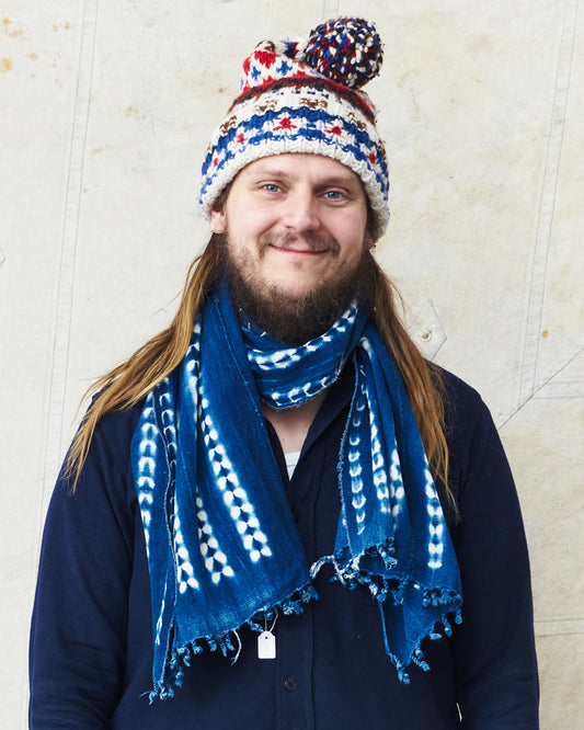 African Indigo Textile Resist Dye Scarf no. 7