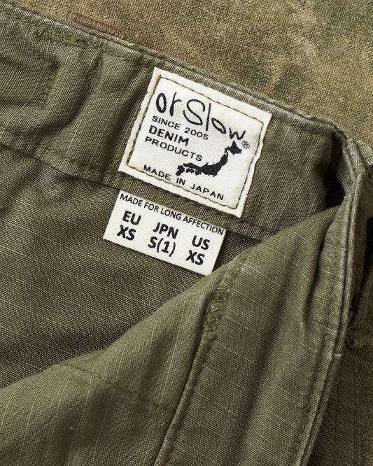Second Hand OrSlow Vintage Fit Ripstop Cargo Pants Green EU XS / JPN 1