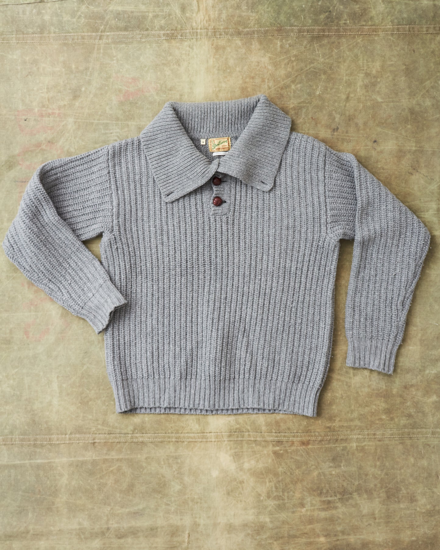 Second Hand Levi's Vintage Clothing LVC Cable Knit Shawl Collar Sweater Size M