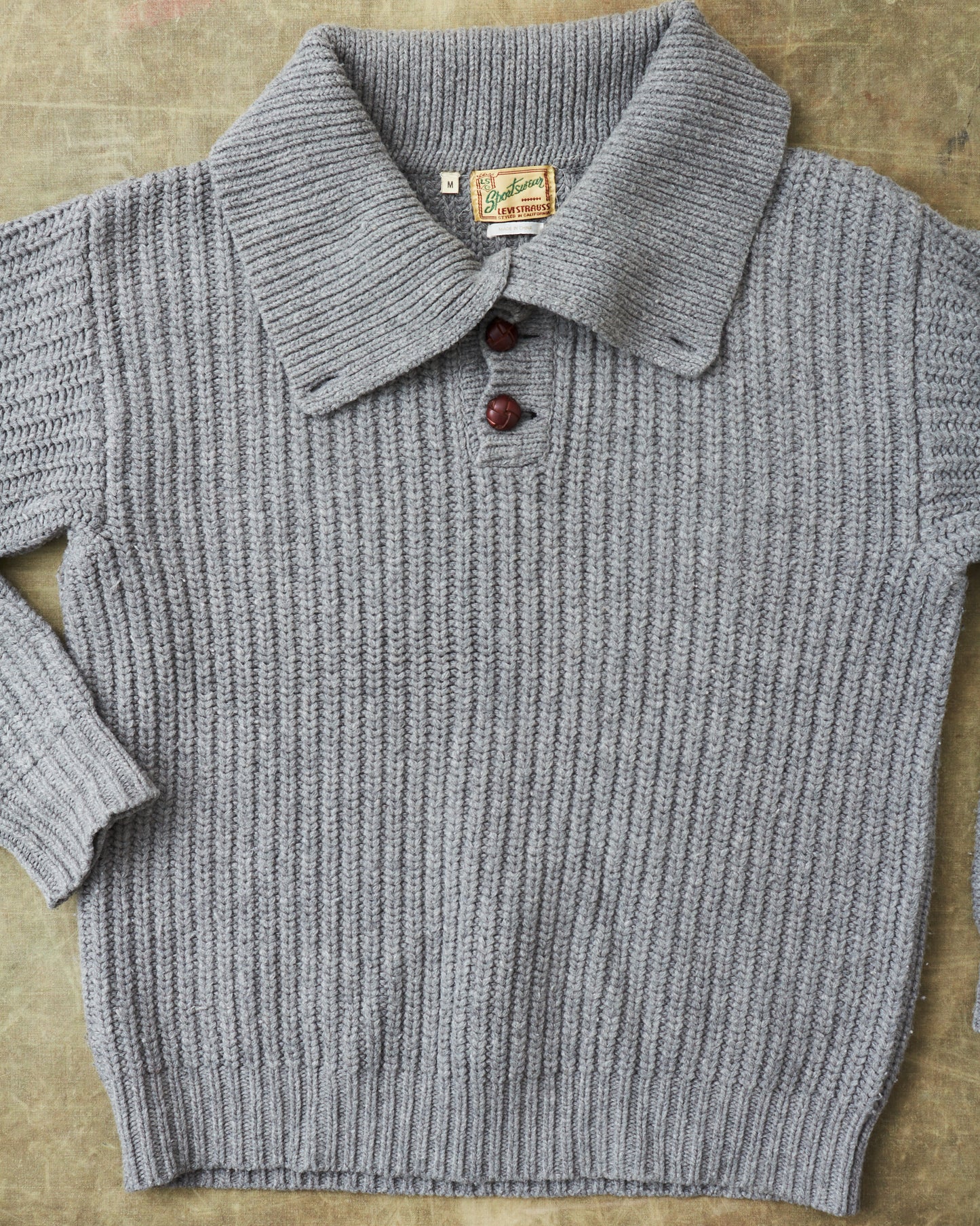 Second Hand Levi's Vintage Clothing LVC Cable Knit Shawl Collar Sweater Size M