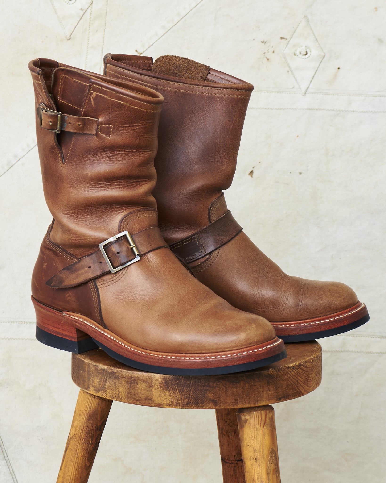 Second Hand John Lofgren Engineer Boots Natural Size US 1/2 - Main Image