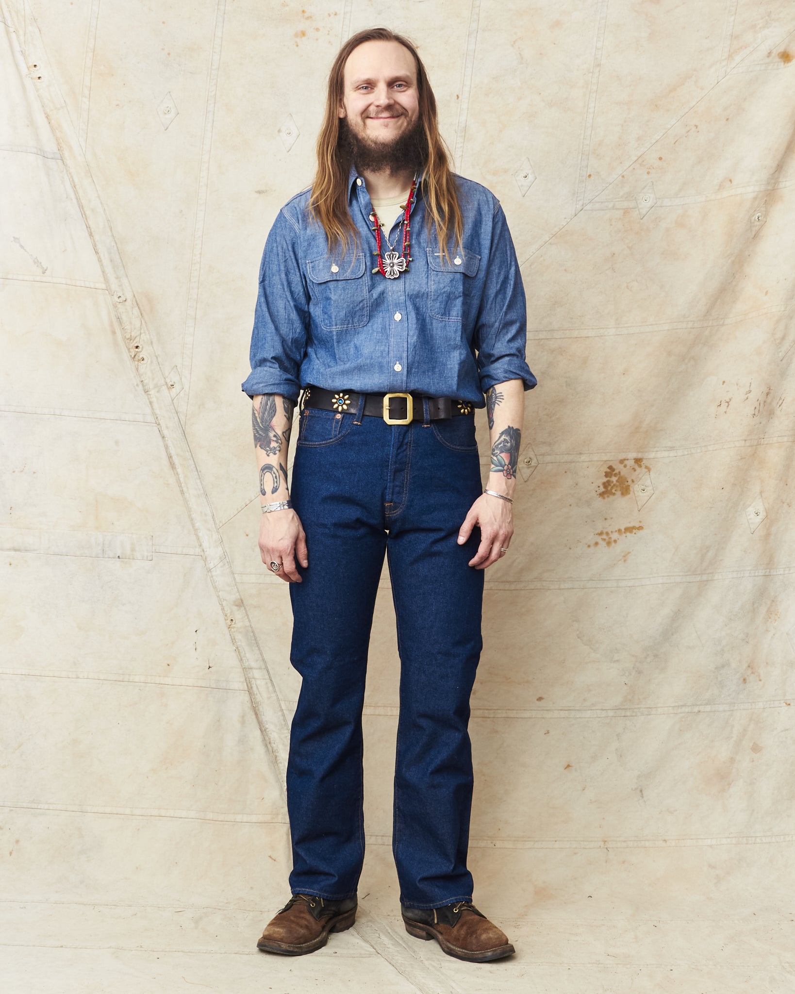 Sugar Cane & Co. Blue Chambray Work Shirt SC27850 – Second Sunrise