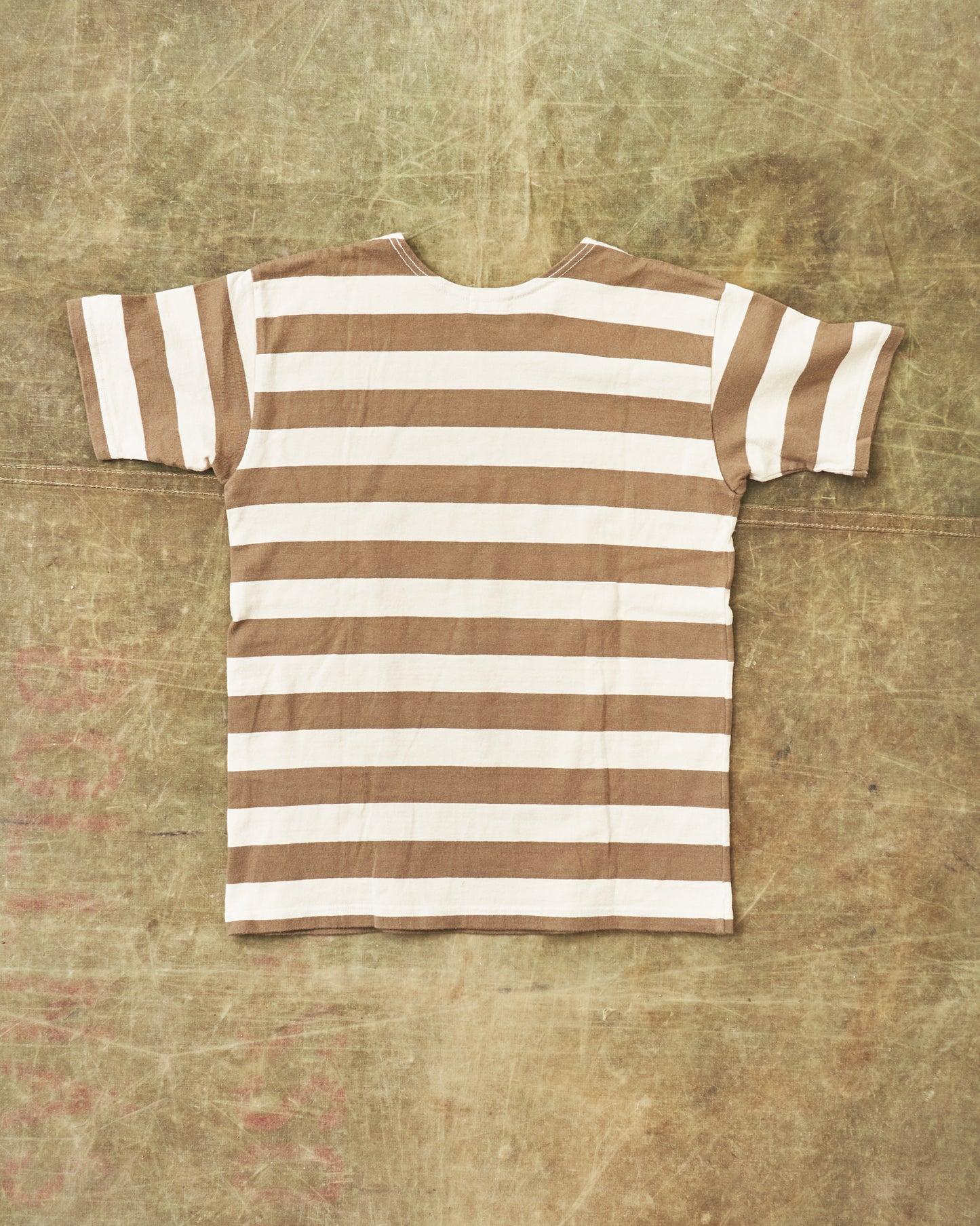 Second Hand Warehouse & Co. Short Sleeve Stripe T-shirt Khaki / Off White Size 38