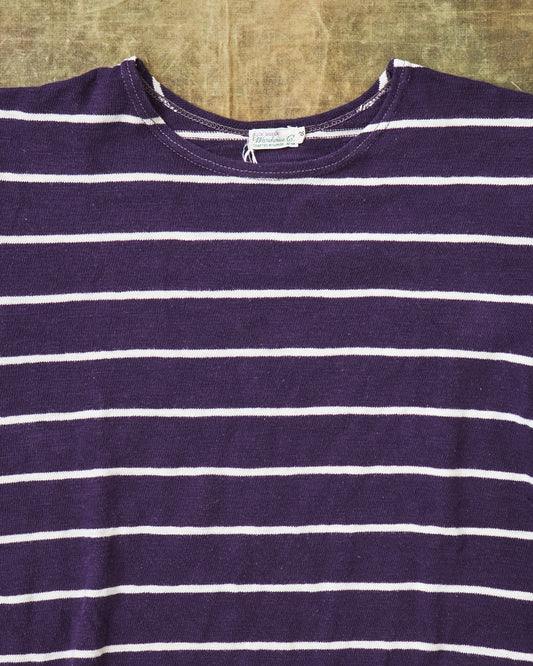 Second Hand Warehouse & Co. Lot 4087 Short Sleeved Stripe T-shirt Egg Plant / Off White Size 38