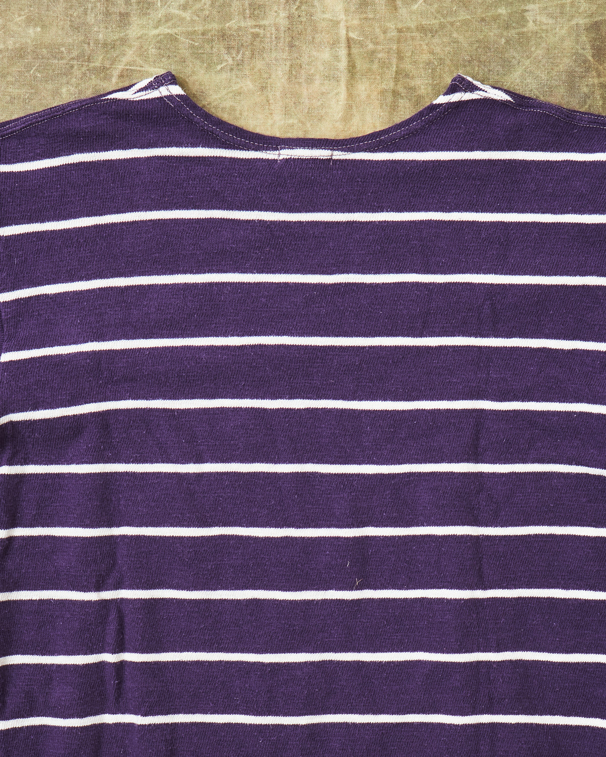 Second Hand Warehouse & Co. Lot 4087 Short Sleeved Stripe T-shirt Egg Plant / Off White Size 38