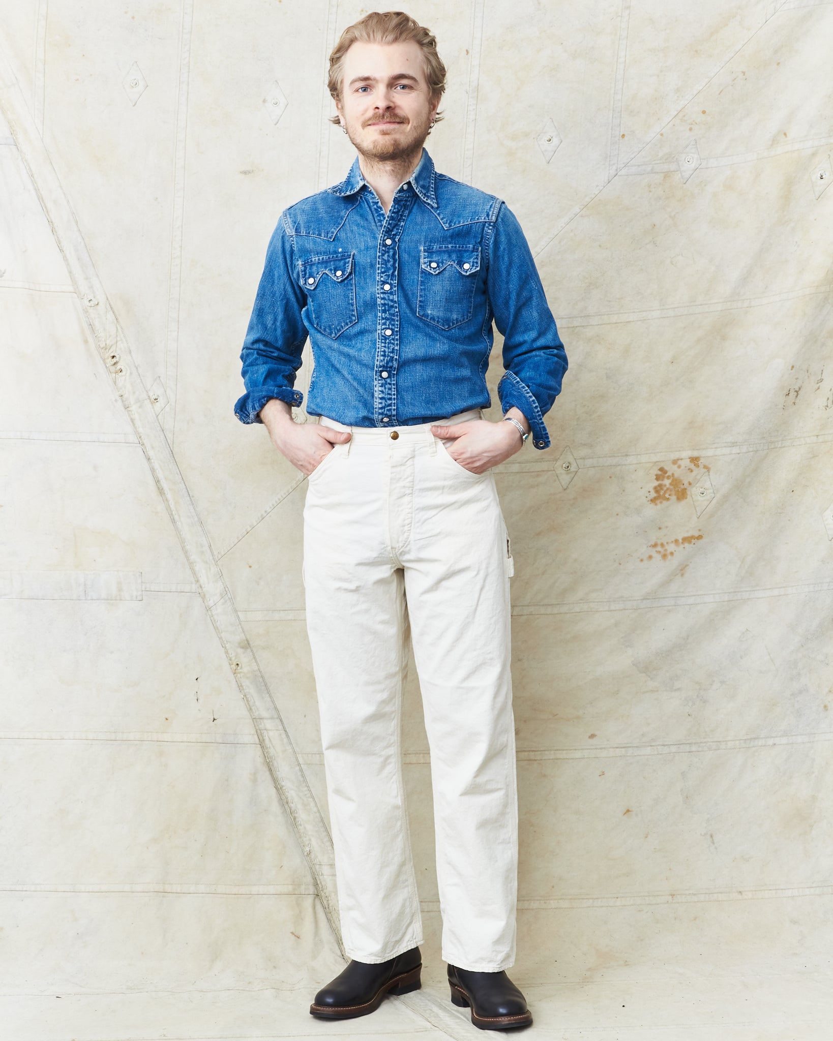 OrSlow 01-5120-66K Painter Pants Kinari Denim Ecru – Second Sunrise