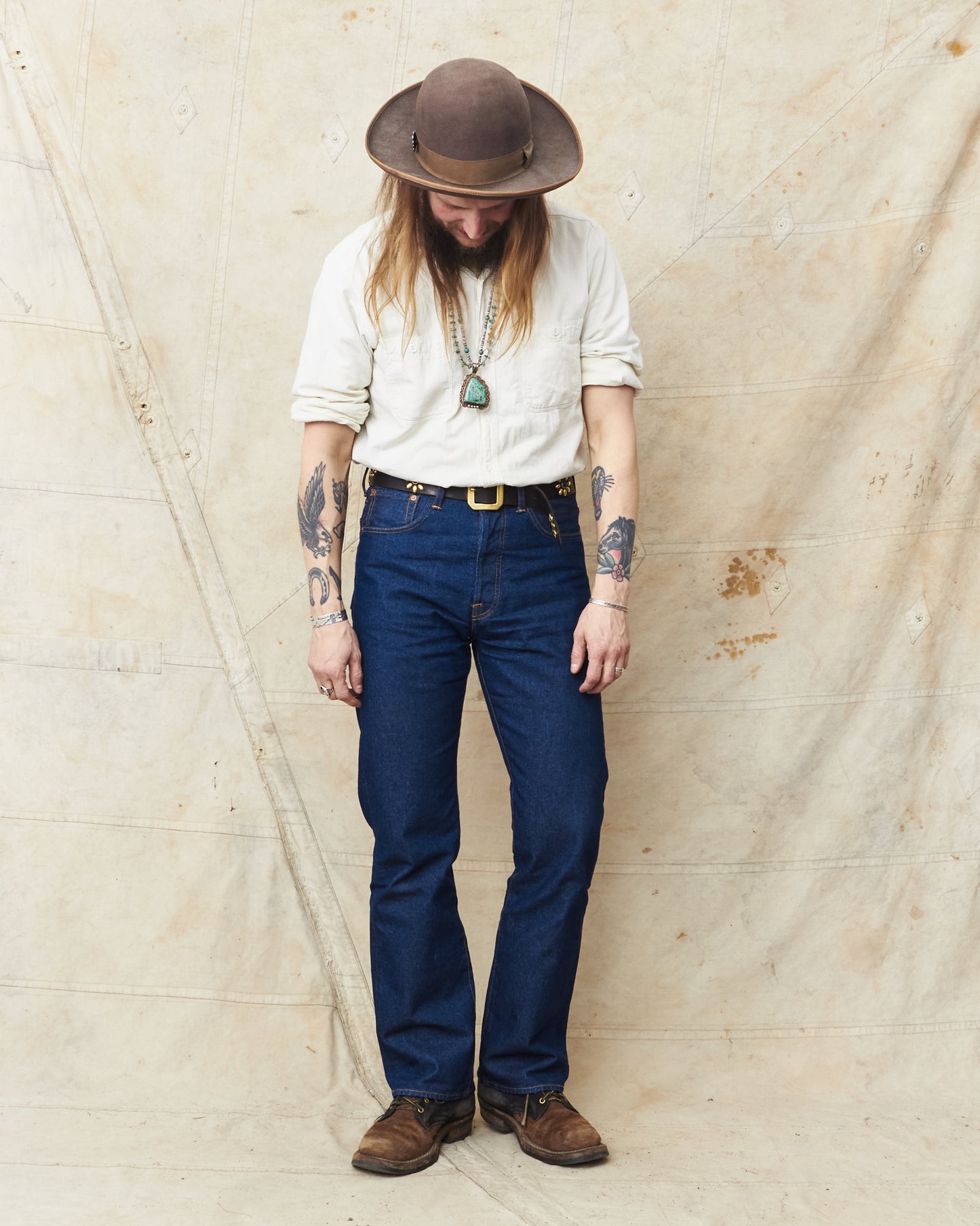 Indigofera Wyatt Jeans Uneven Broken Twill Rinsed