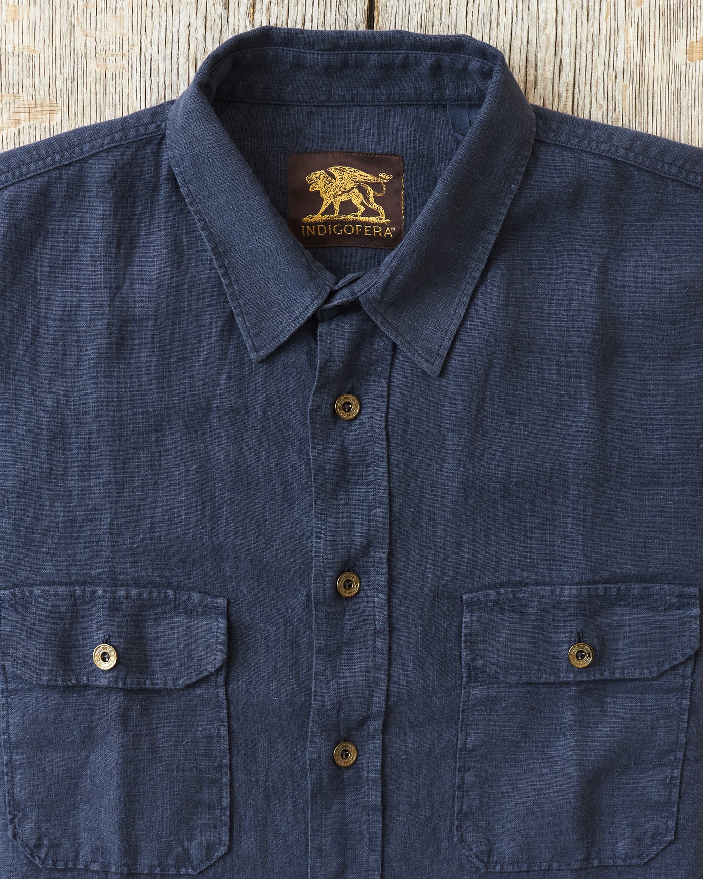Indigofera Delray Shirt Linen Canvas Mood Indigo