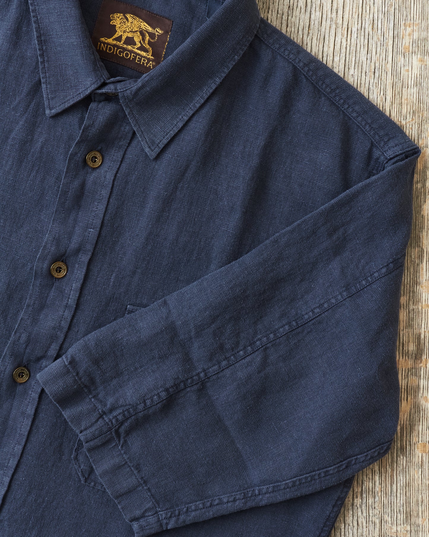 Indigofera Delray Shirt Linen Canvas Mood Indigo