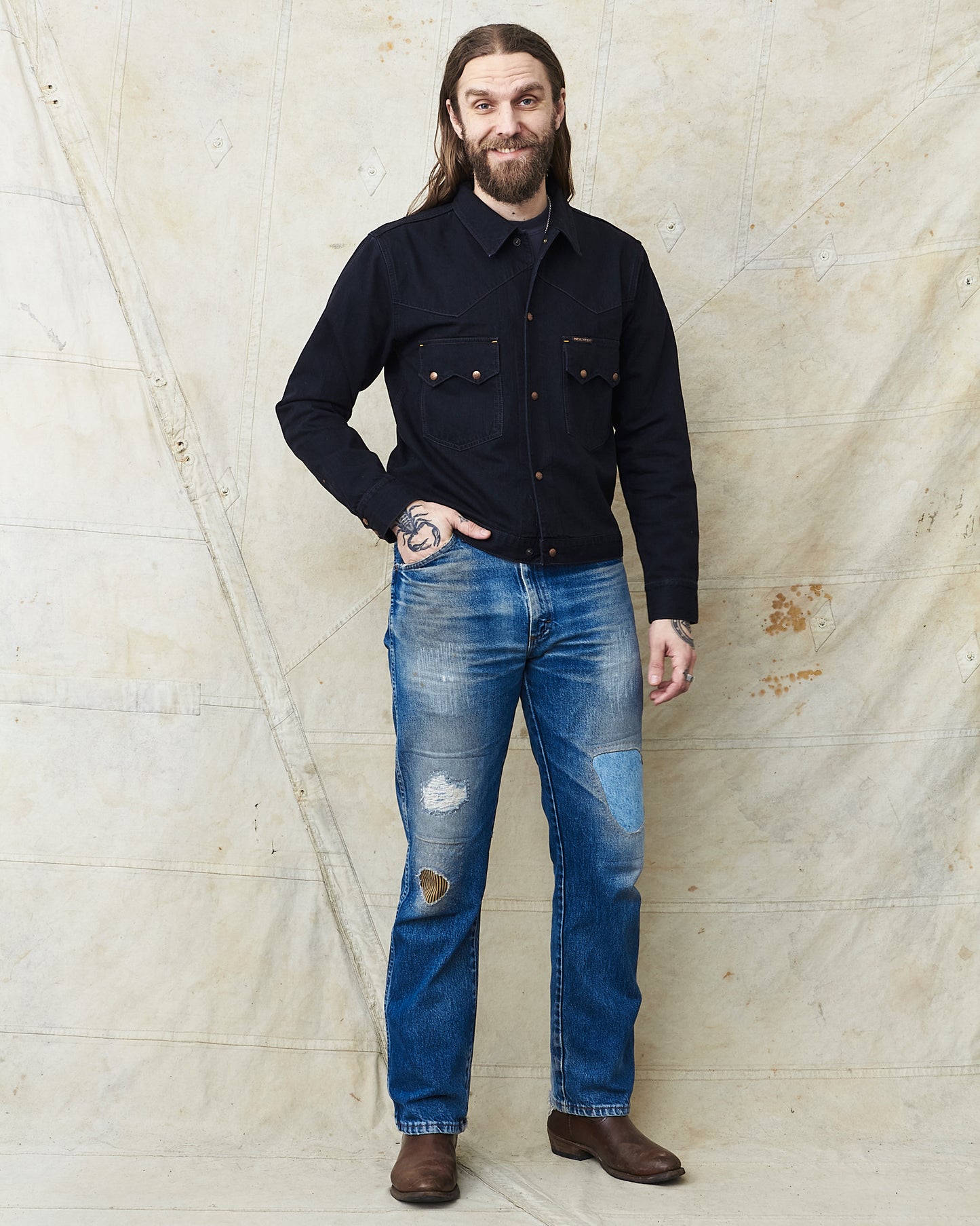 Indigofera Cooper Soot Black Rinsed Denim Jacket
