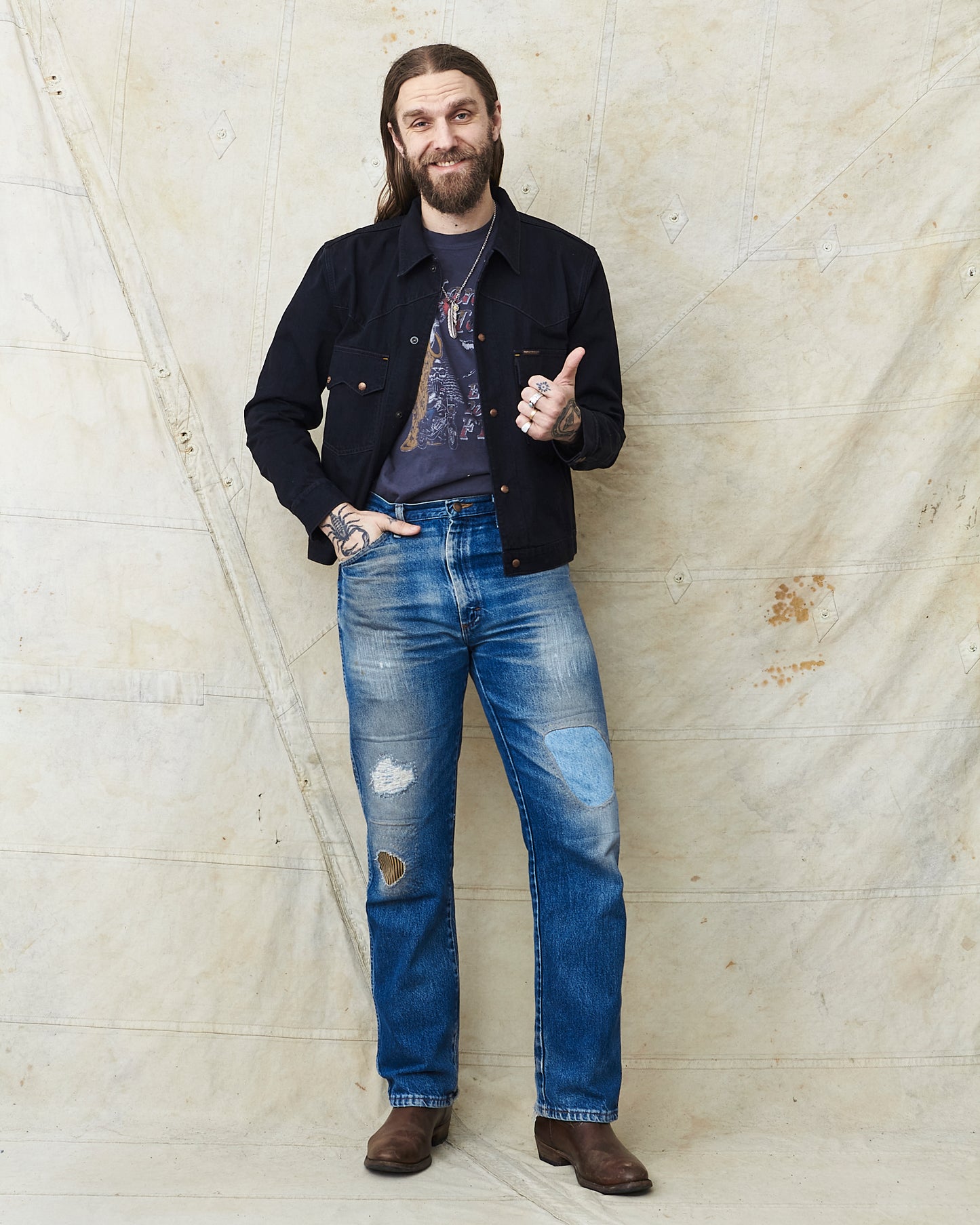 Indigofera Cooper Soot Black Rinsed Denim Jacket