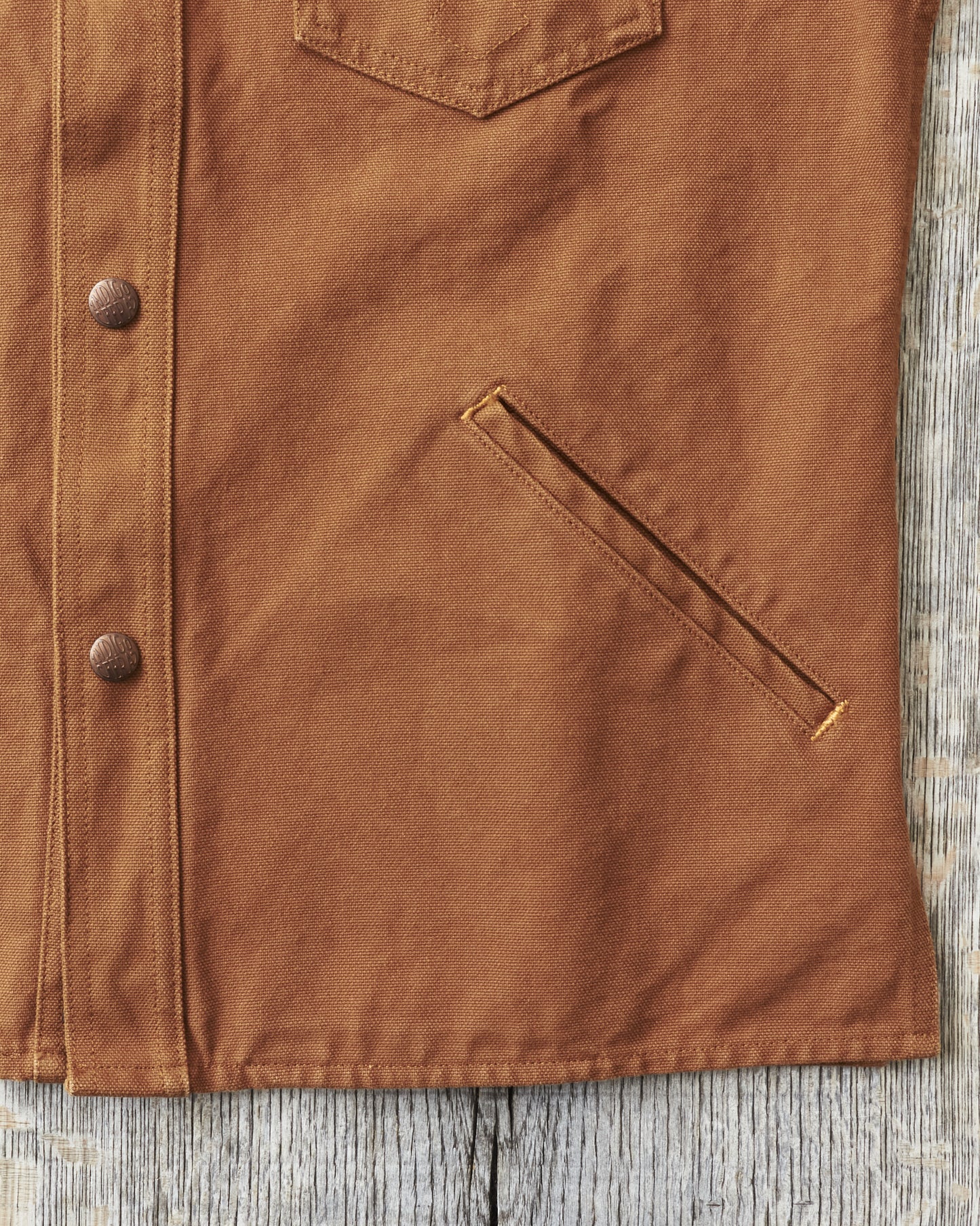 Indigofera Fargo Trucker Jacket Smithson Canvas Terracotta