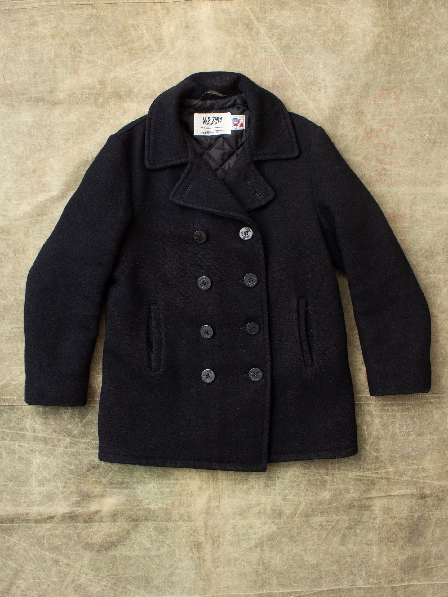 Second Hand Schott USN Wool Pea Coat Size 40
