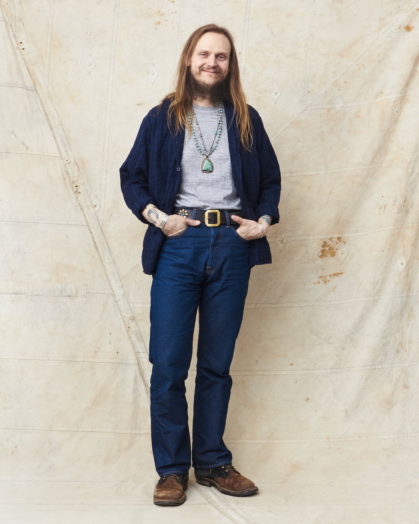 Tender 468 Flipped Collar Shirt Airbag Cambric Hadal Blue