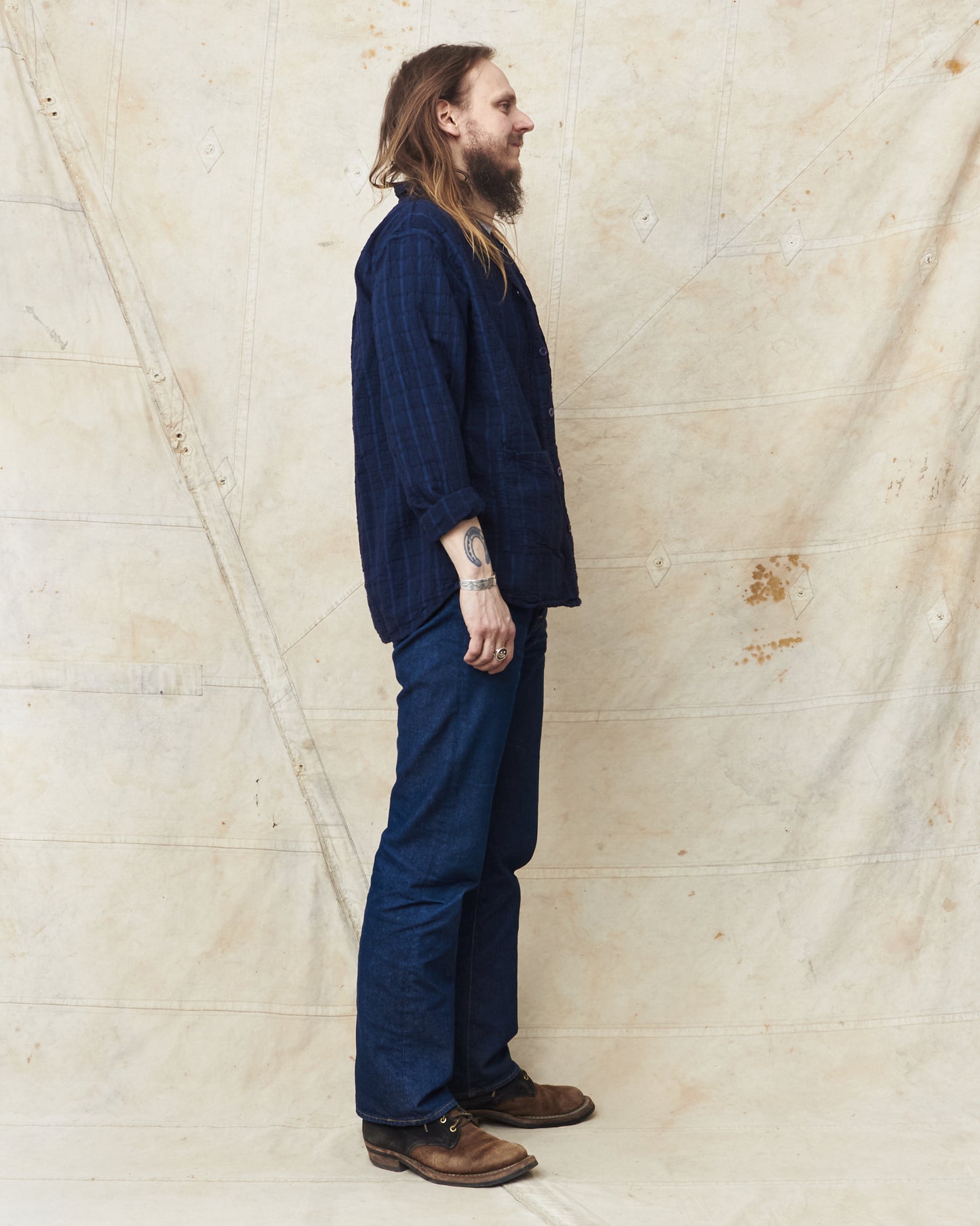 Tender 468 Flipped Collar Shirt Airbag Cambric Hadal Blue