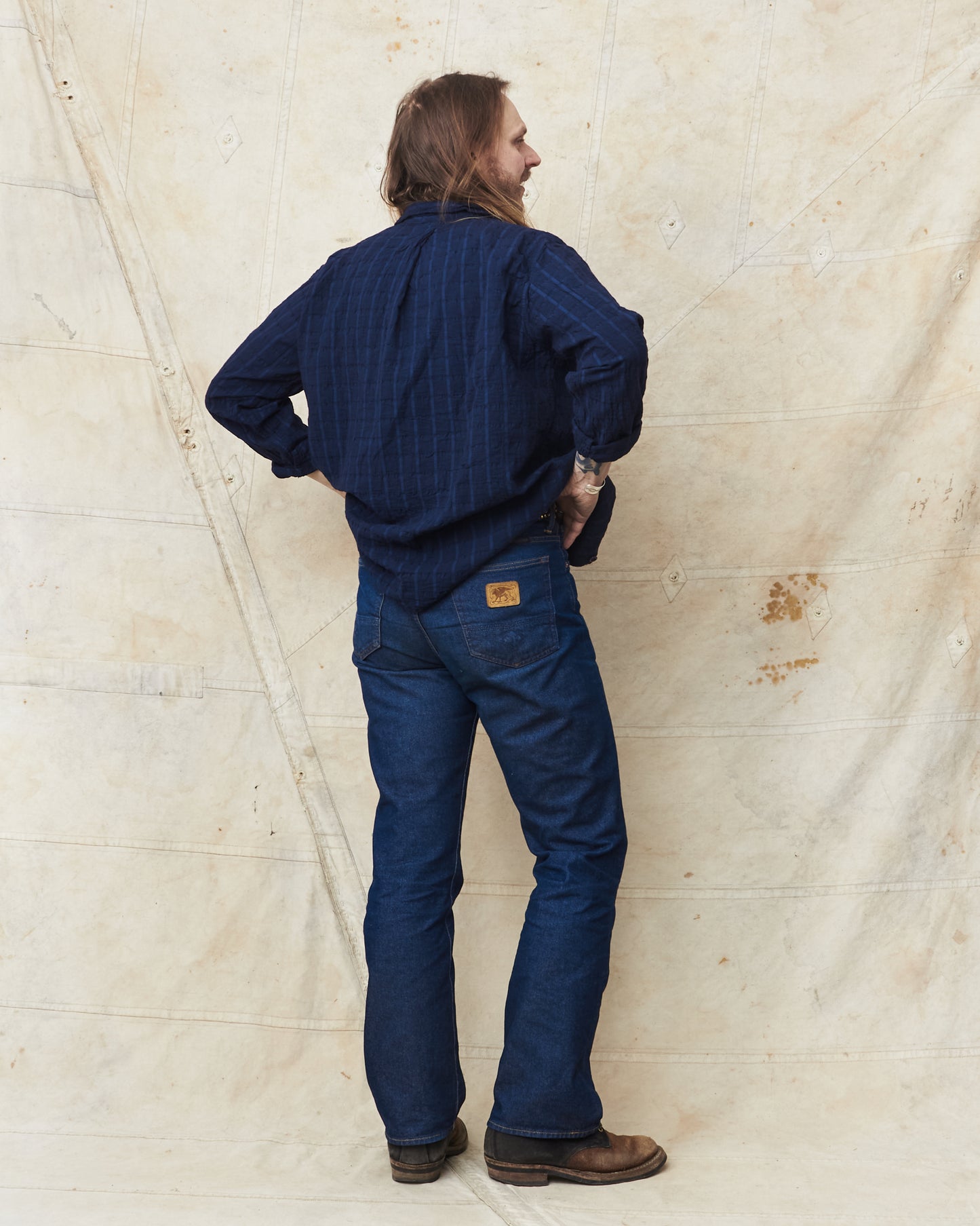 Tender 468 Flipped Collar Shirt Airbag Cambric Hadal Blue
