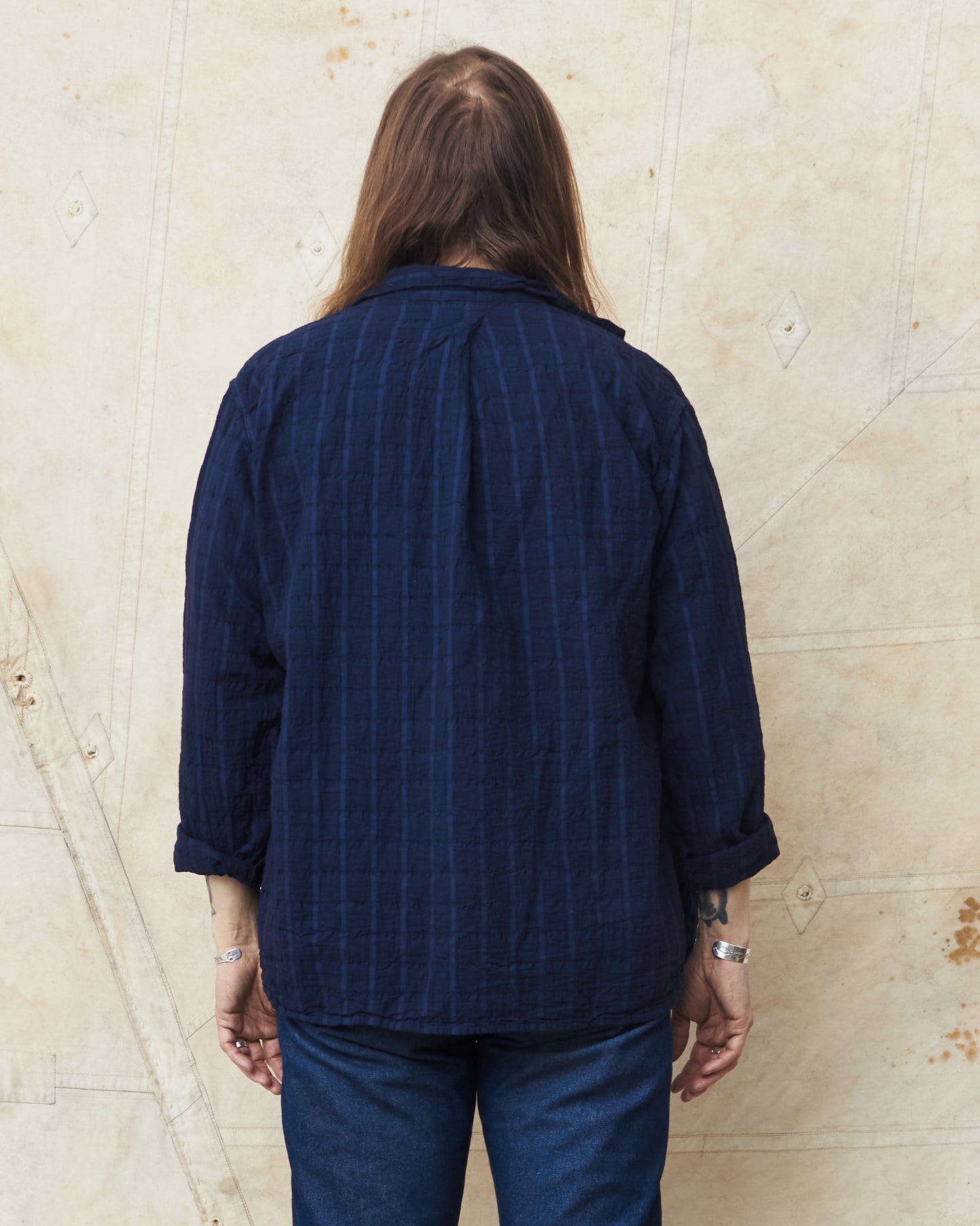 Tender 468 Flipped Collar Shirt Airbag Cambric Hadal Blue