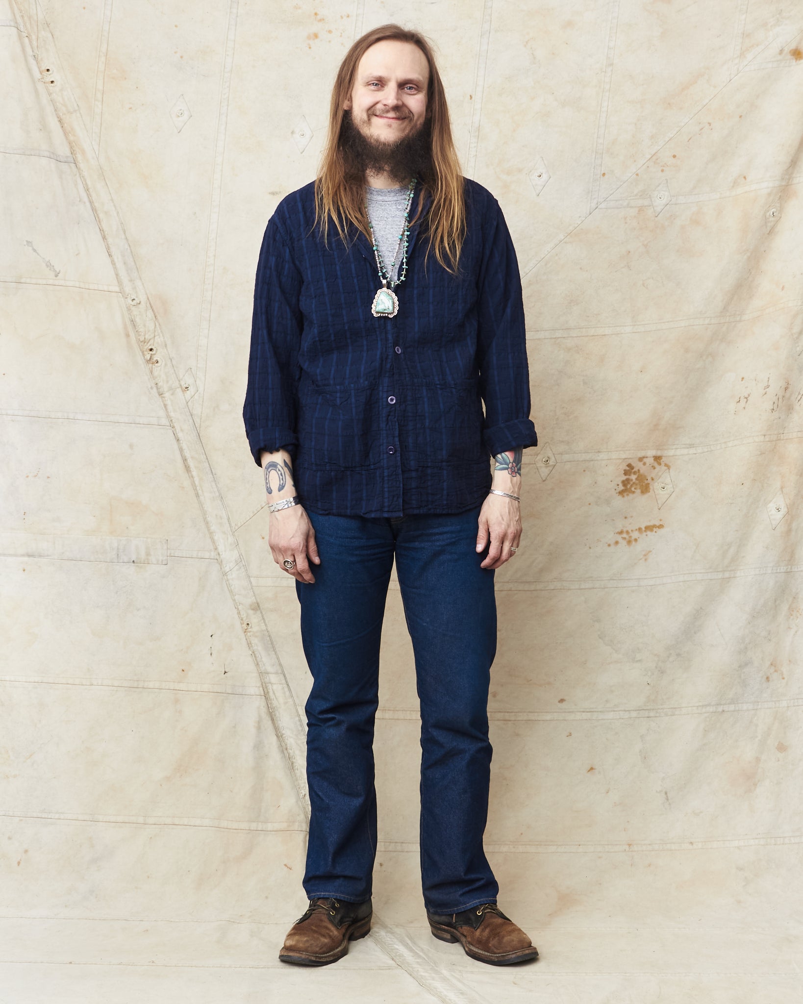 Tender 468 Flipped Collar Shirt Airbag Cambric Hadal Blue – Second