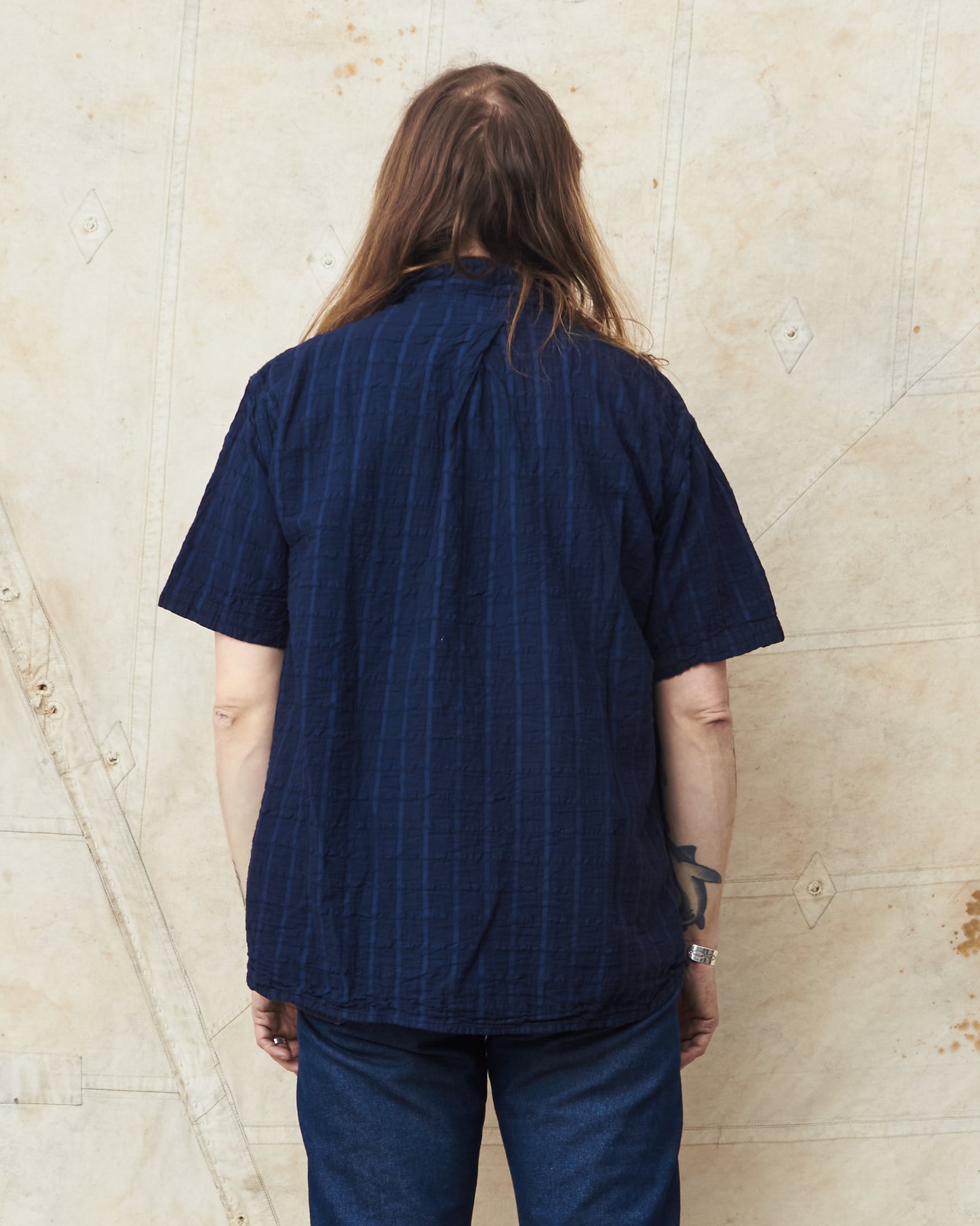 Tender 469 Short Sleeve Flipped Collar Shirt Airbag Cambric Hadal Blue