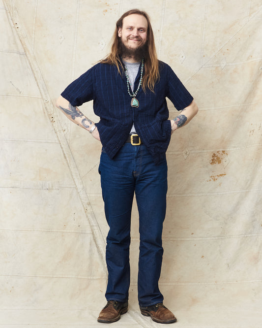 Tender 469 Short Sleeve Flipped Collar Shirt Airbag Cambric Hadal Blue