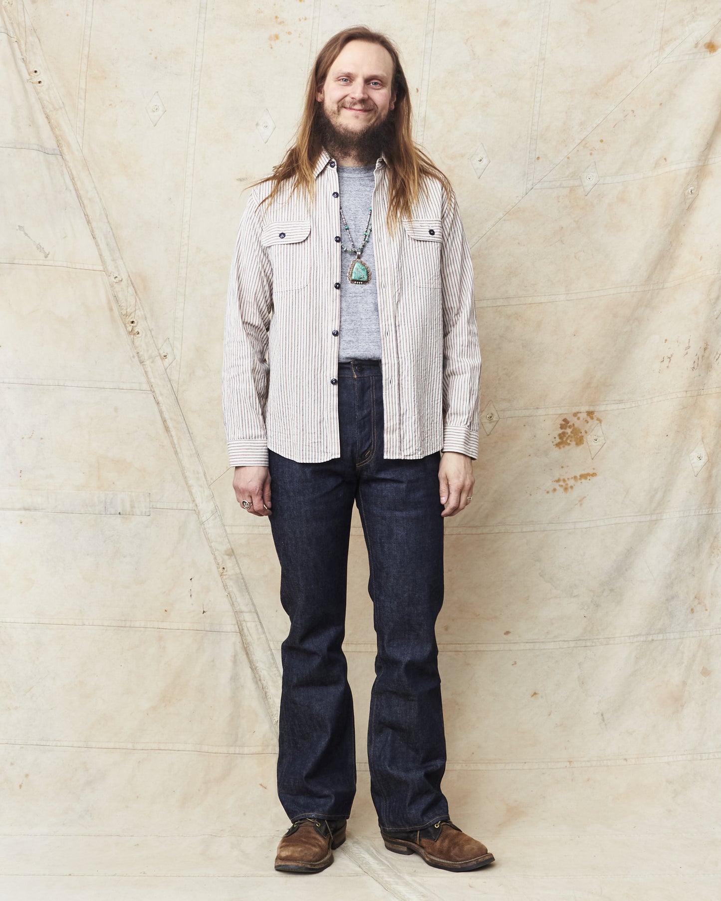 Sugar Cane & Co Dobby Stripe Work Shirt SC29146