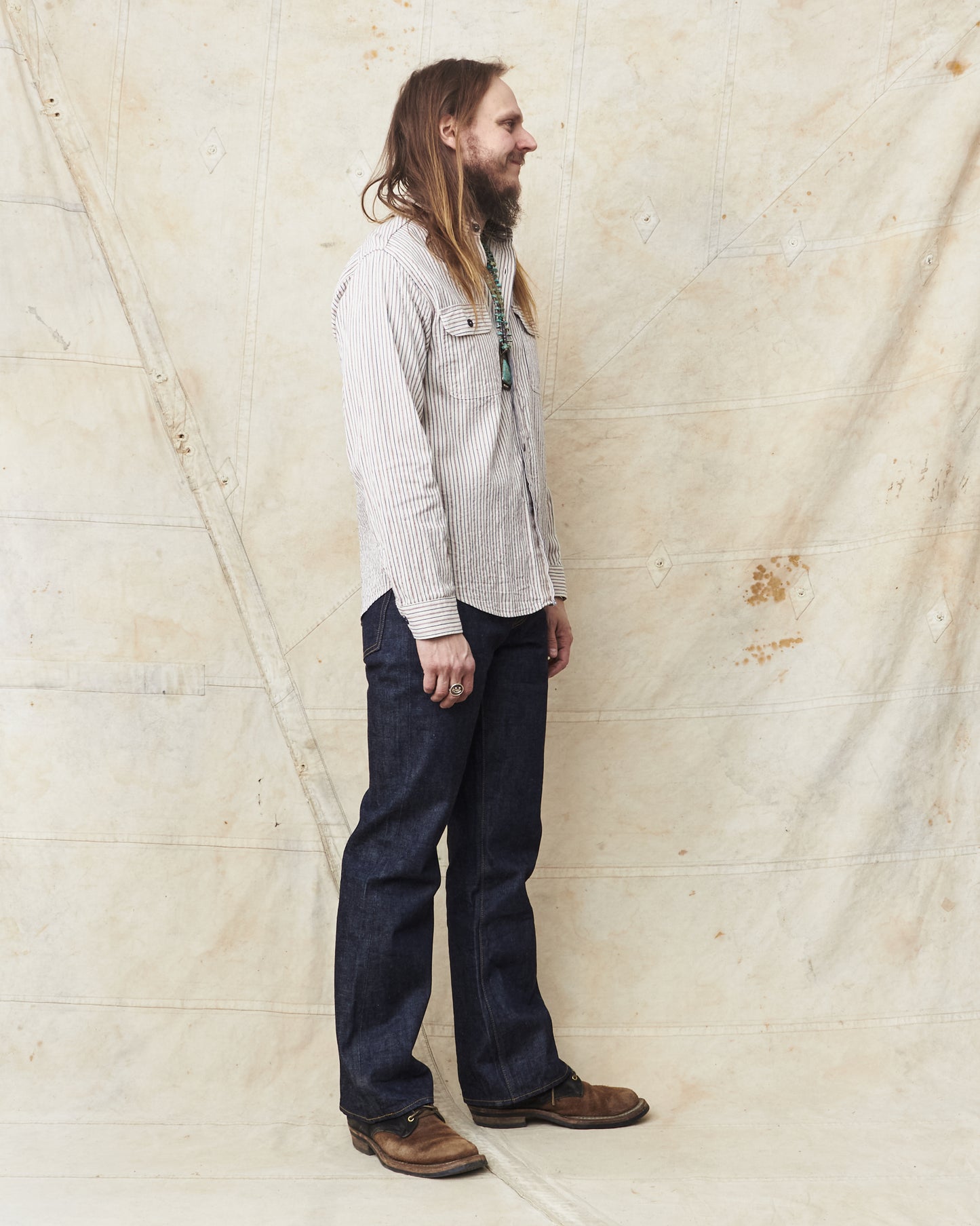 Sugar Cane & Co Dobby Stripe Work Shirt SC29146