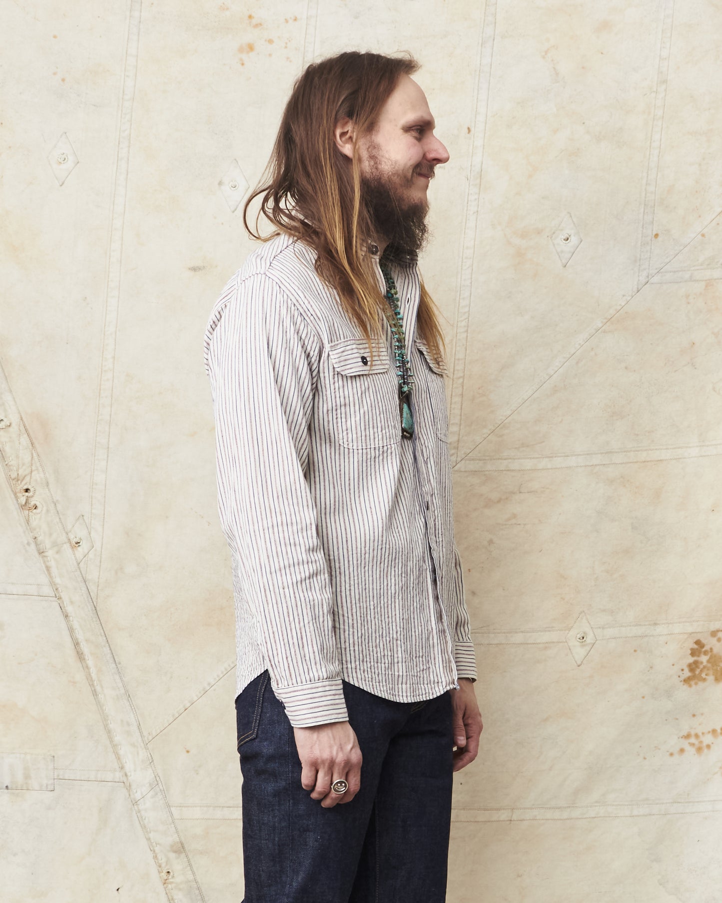 Sugar Cane & Co Dobby Stripe Work Shirt SC29146