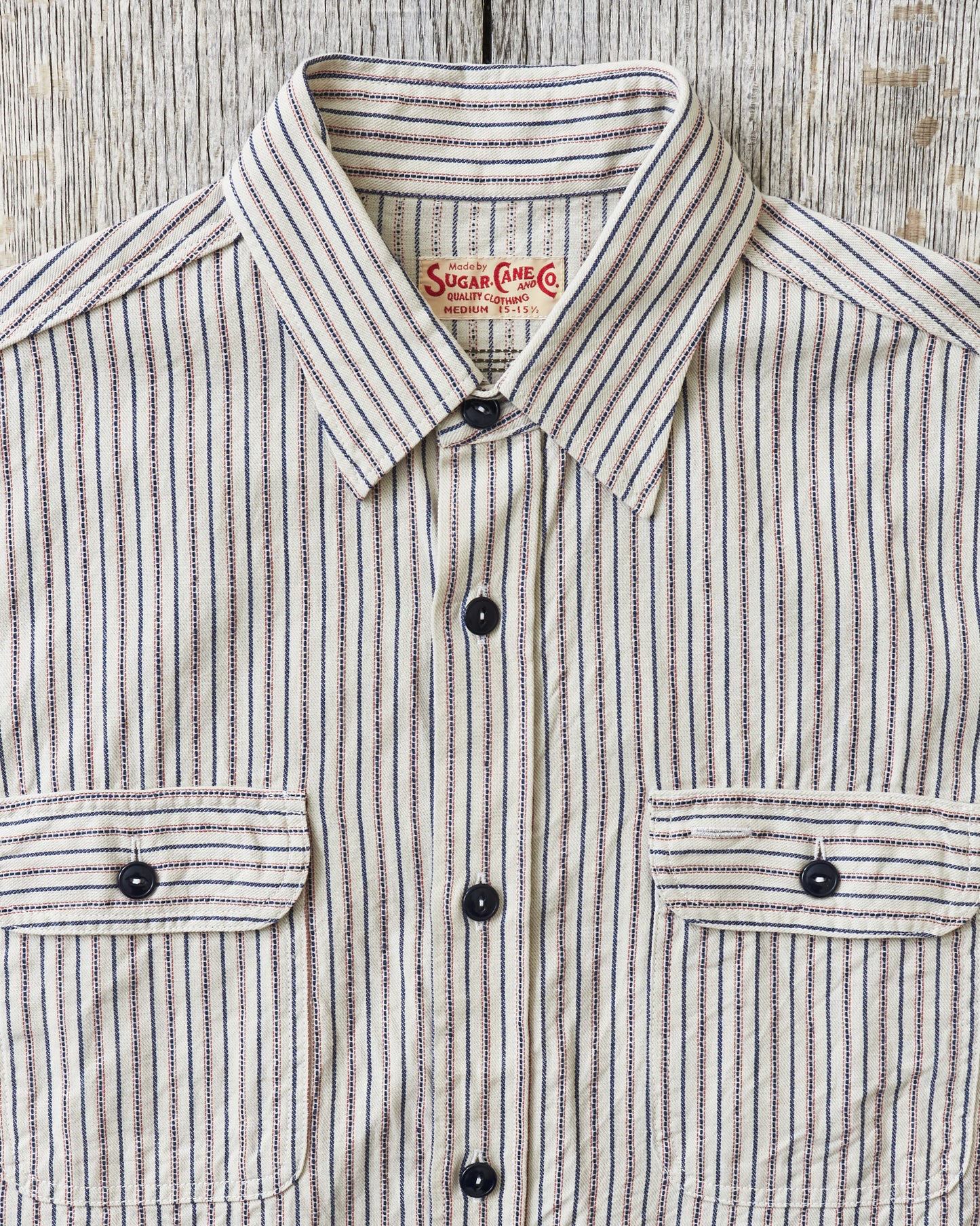 Sugar Cane & Co Dobby Stripe Work Shirt SC29146